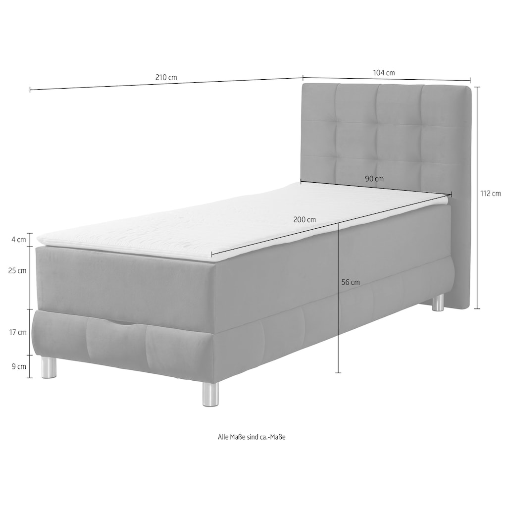 INOSIGN Boxbett Vaasa, mit Bettkasten & Topper, in 4 Breiten, Überlänge 220 cm