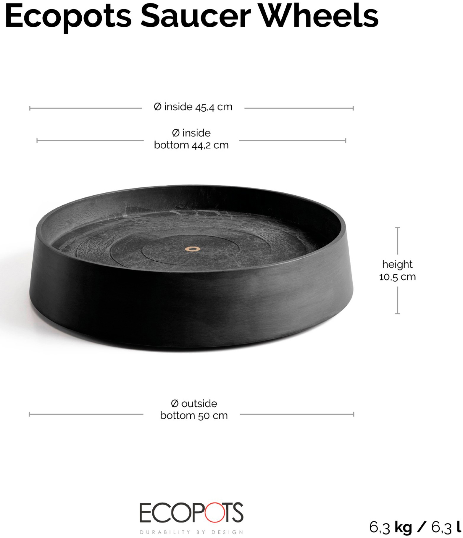 ECOPOTS Topfuntersetzer »mit Rollen Oslo 55 Dunkelgrau«, für innen und außen: frostsicher, bruchsicher und lichtbeständig