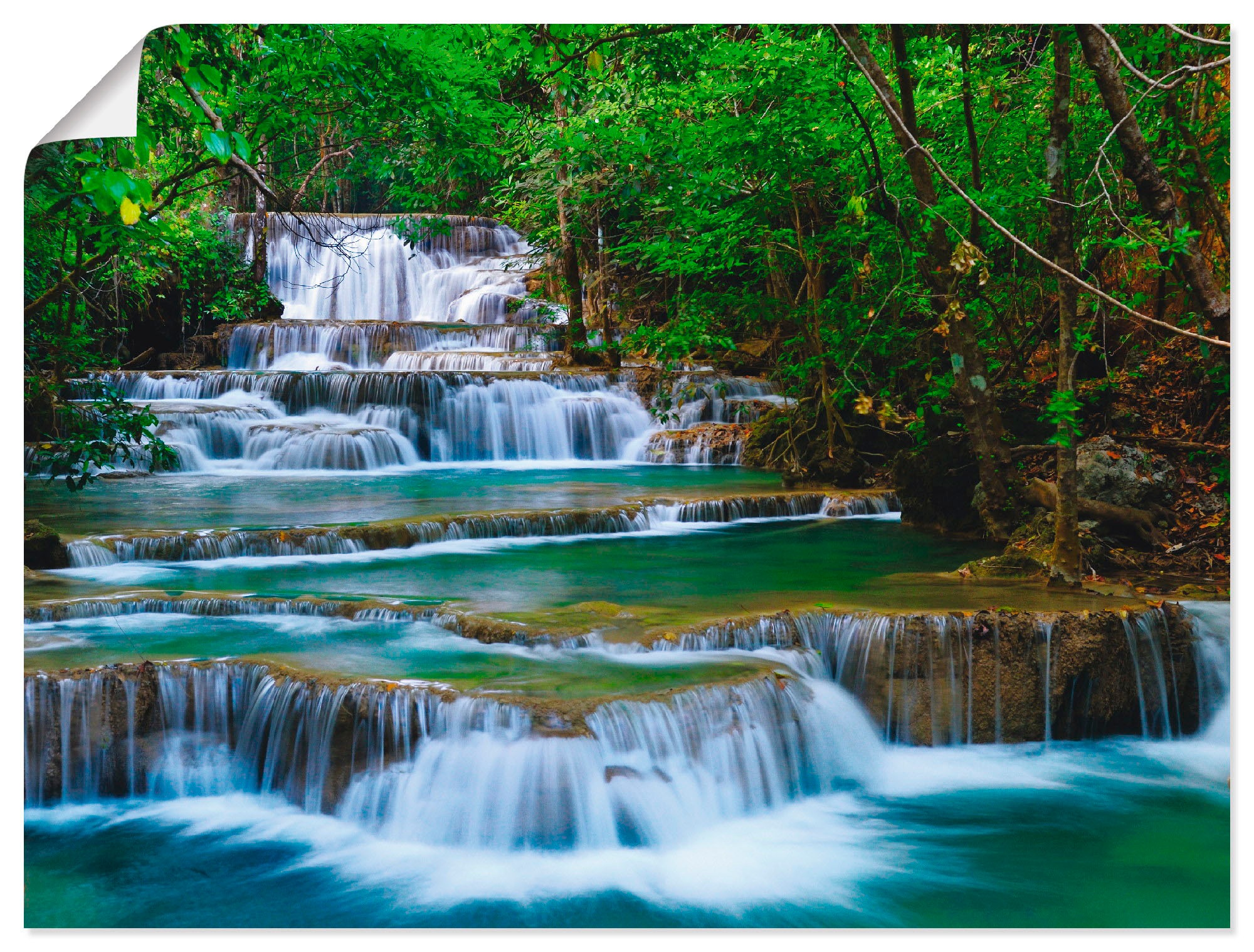 Artland Wandbild »Tiefen Wald Wasserfall«, Gewässer, (1 St.), als Leinwandb günstig online kaufen