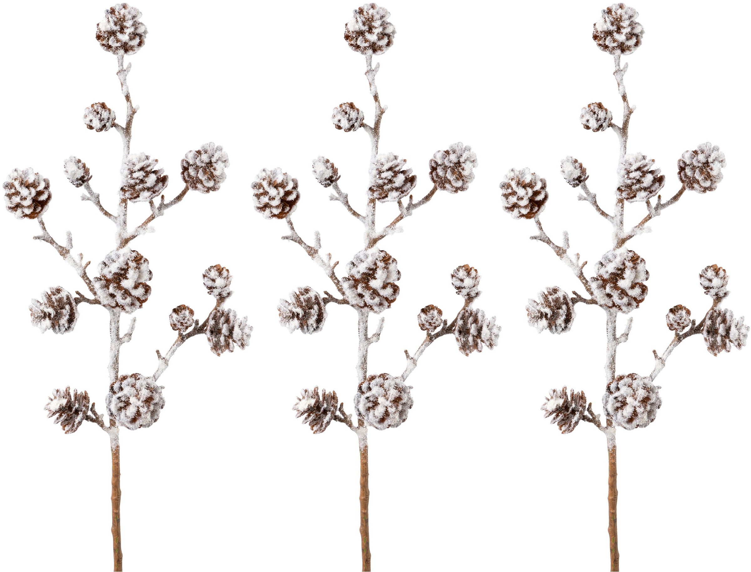 Winterliche Kunstpflanze »Weihnachtsdeko«, Zweig mit künstlichem Schnee bedeckt, 3er-Set