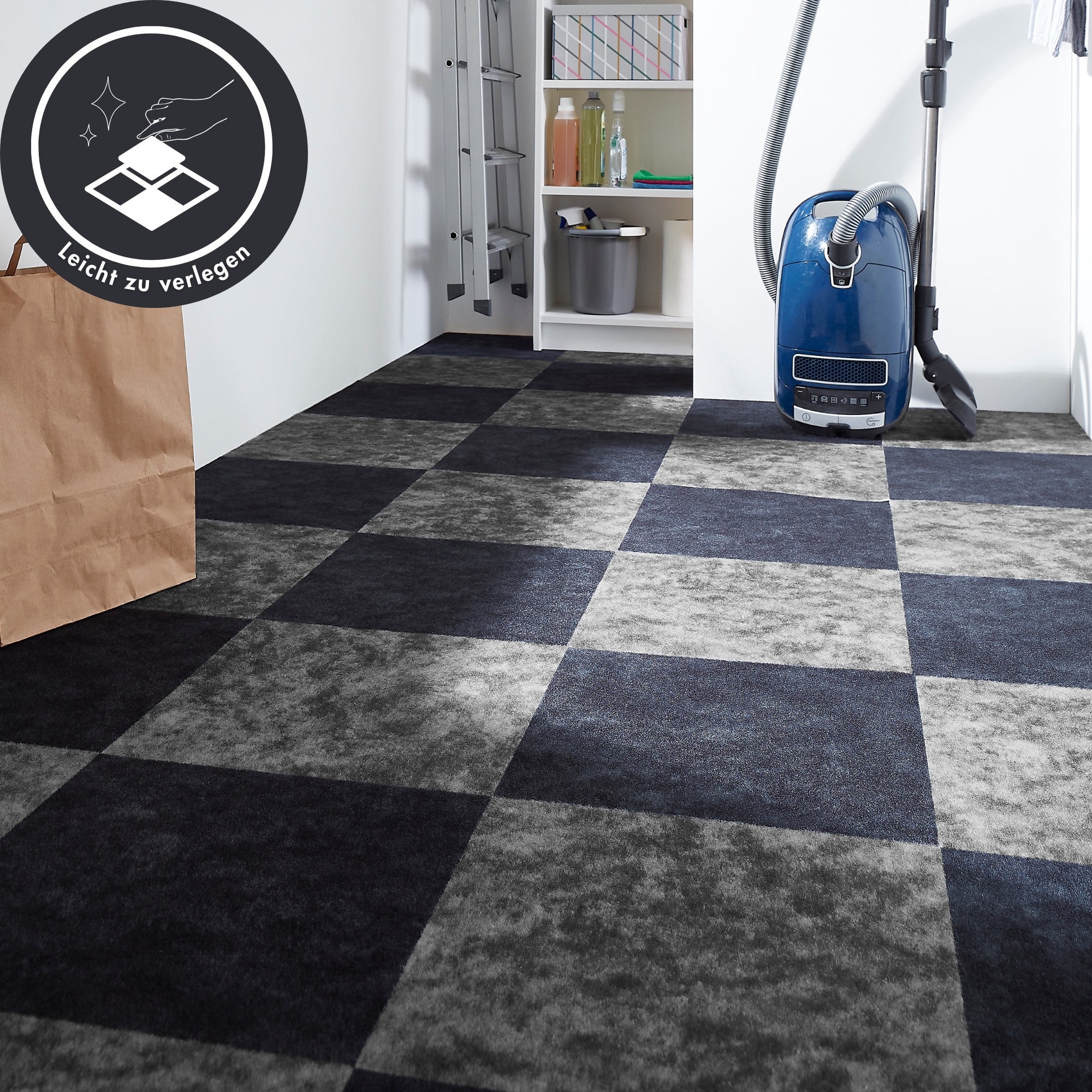 Andiamo Teppichfliese »Colmar Nadelfilz«, quadratisch, 4 mm Höhe, 40x40 cm, selbstklebend, robust & strapazierfähig, 25 Stück (4 qm)