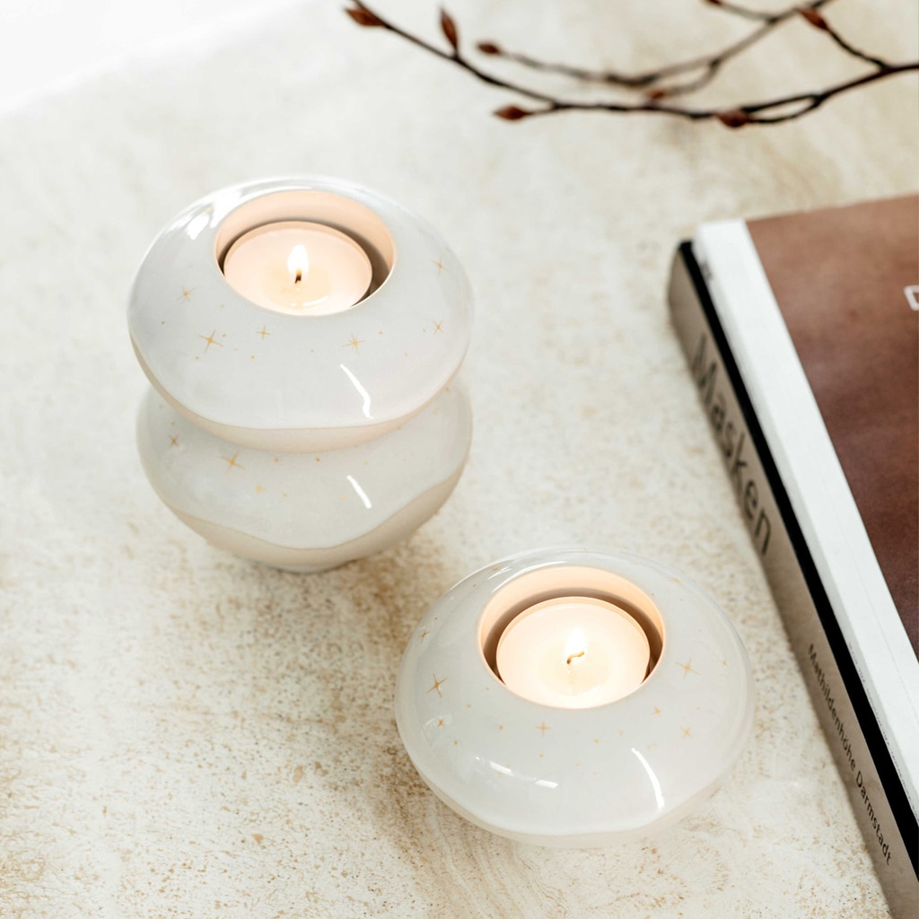 like. by Villeroy & Boch Weihnachtsfigur »Kerzenhalter Donut Winter Glow ø 9,1 cm beige«