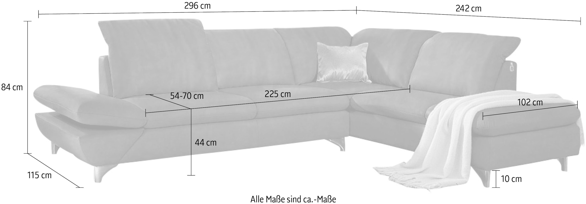 W.SCHILLIG Ecksofa »taoo«, mit Sitziefenverstellung & Kopfteilverstellung