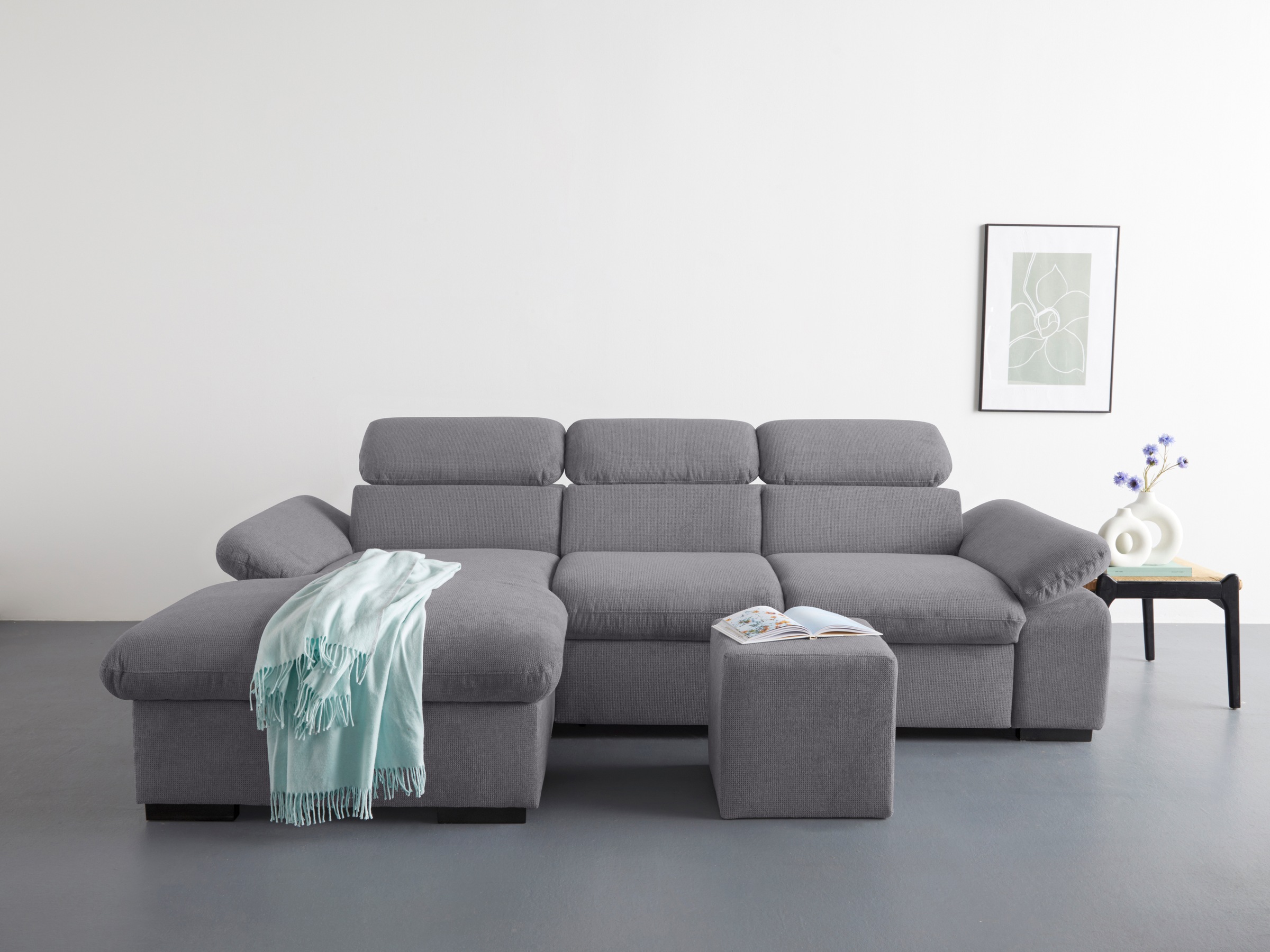 COTTA Ecksofa "Lola L-Form", (Set, mit Hocker), mit Hocker & Kopfteilfunkti günstig online kaufen