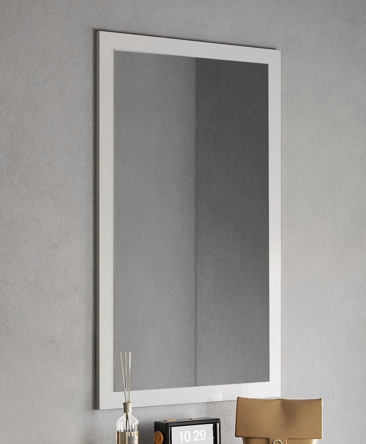 INOSIGN Garderobenspiegel »Breite x Höhe: 110 x 68 cm, mit Rahmen Weiss Hoc günstig online kaufen