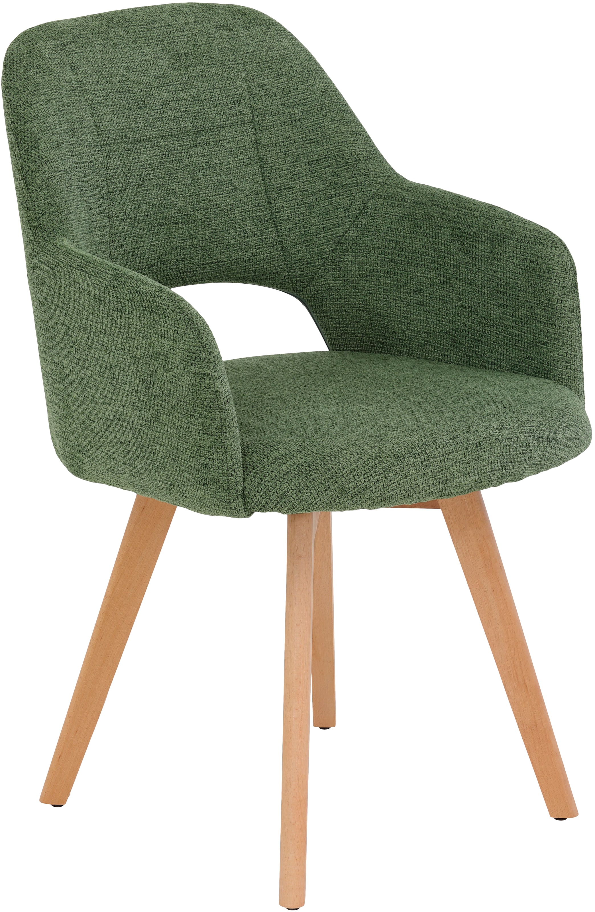 HELA Armlehnstuhl »SOFIA Armlehnenstuhl mit Massivholzgestell, Bezug Webstoff« (Set) 2 Stk.Esszimmerstuhl, Sessel mit Armlehnen, dezenter Rückenausschnitt