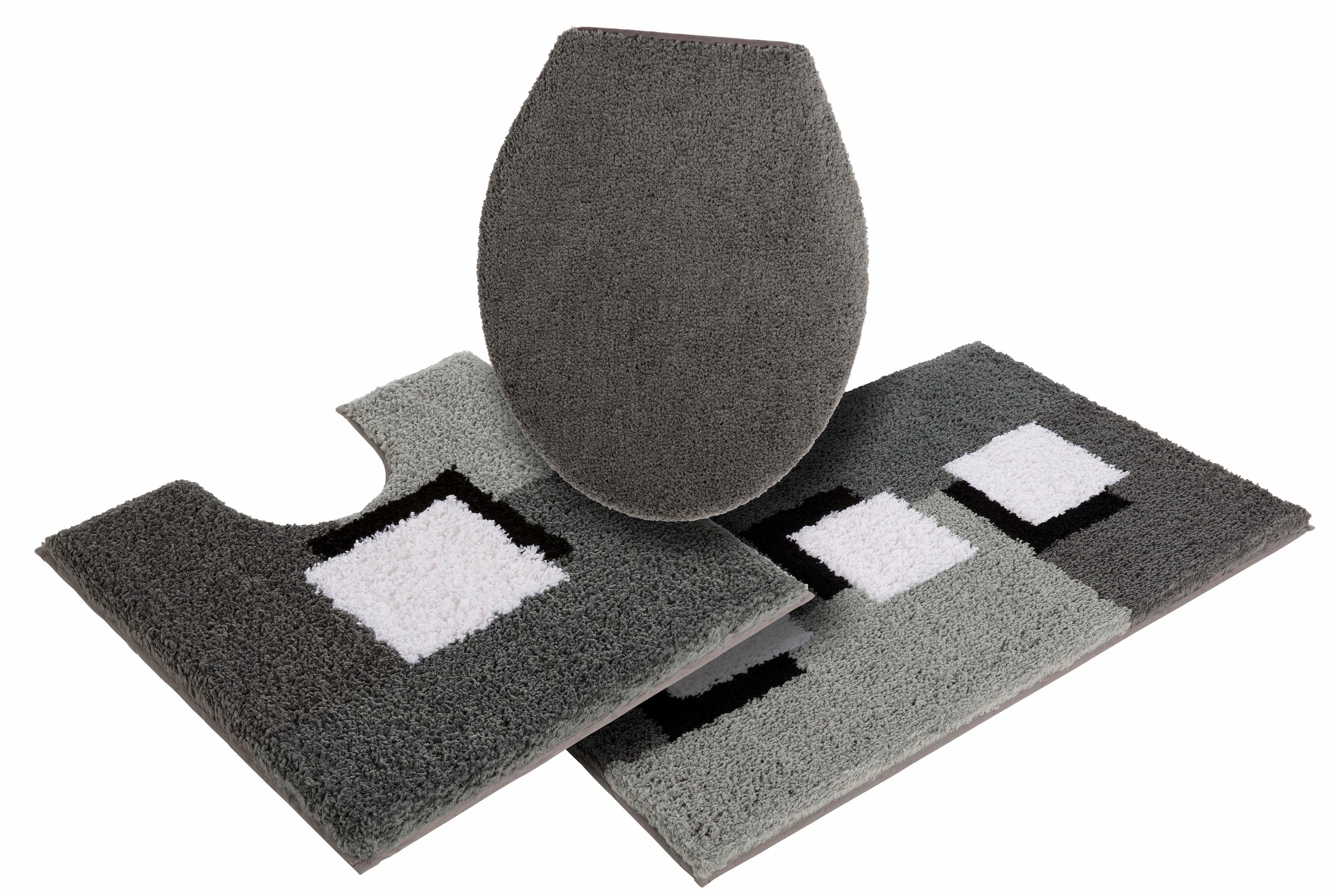 my home Badematte »Ada, Badvorleger, Badezimmer Teppich«, rutschhemmend beschichtet, schnell trocknend-strapazierfähig-fußbodenheizungsgeeignet, Badteppich, Badematten auch als 3 teiliges Set erhältlich
