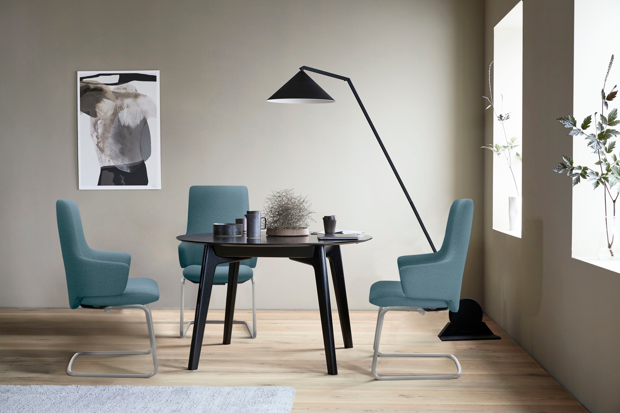 Stressless® Polsterstuhl »Laurel«, ROHLEDER Stoff Q2 FARON, High Back mit Armlehne, Größe L, mit Beinen aus Stahl in Chrom