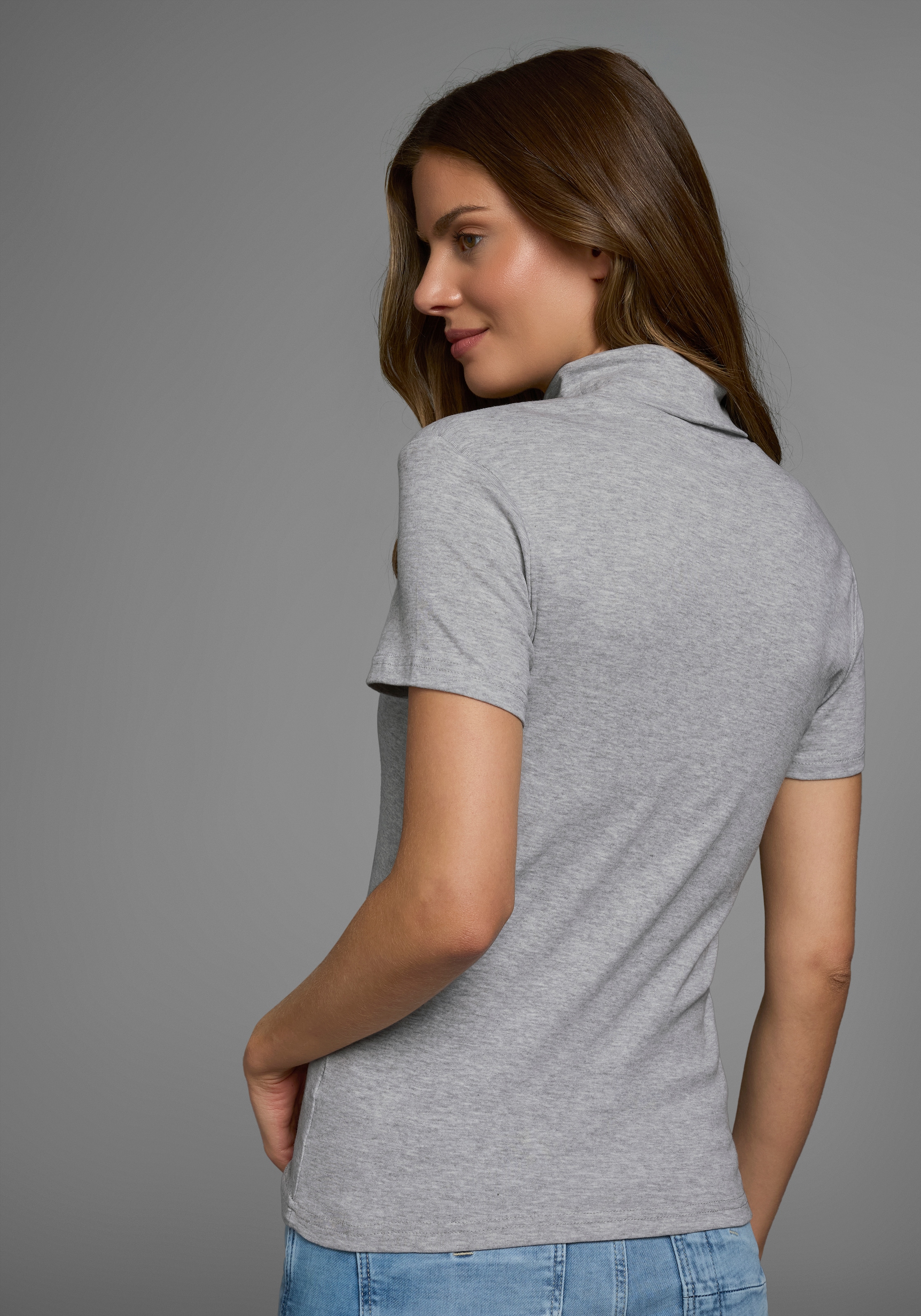 Flashlights Rollkragenshirt figurbetont,  Basic-Stil,  Rollkragen,  aus 100% Baumwolle,  elastisch