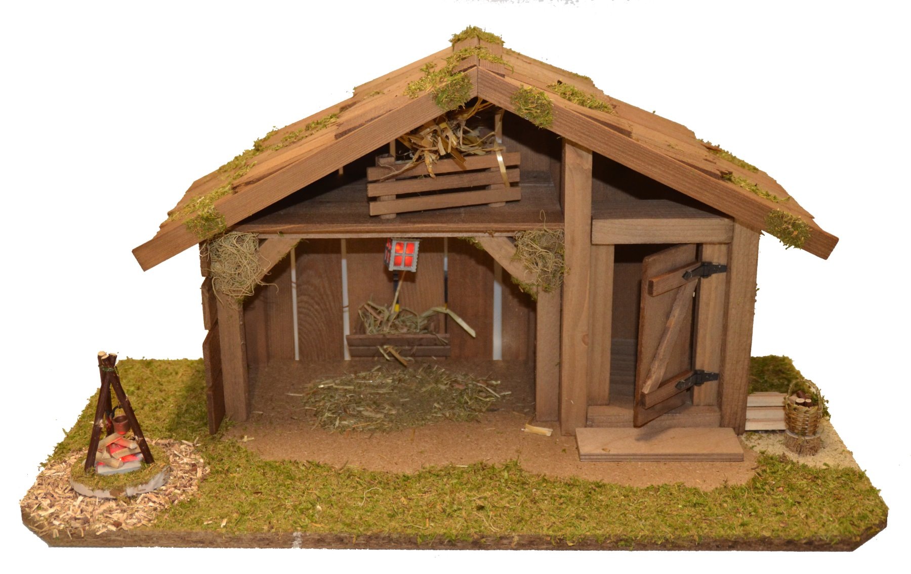 Alfred Kolbe Krippe »Krippenstall ohne Trafo« mit Laterne, Lagerfeuer,Korb, günstig online kaufen
