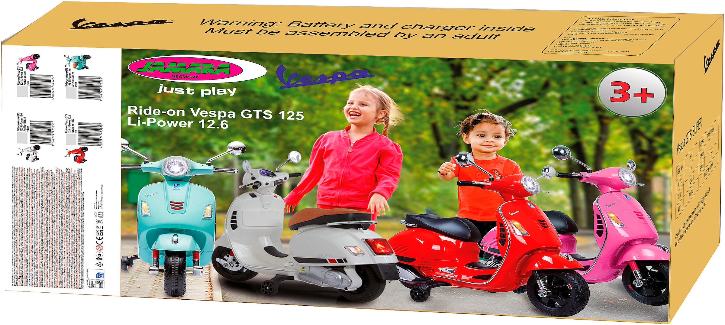 Jamara Elektro-Kinderroller »Ride-on Vespa GTS 125,  Li-Power 12.6« ab 3 Jahren bis 30 kg mit Licht- und Soundeffekten