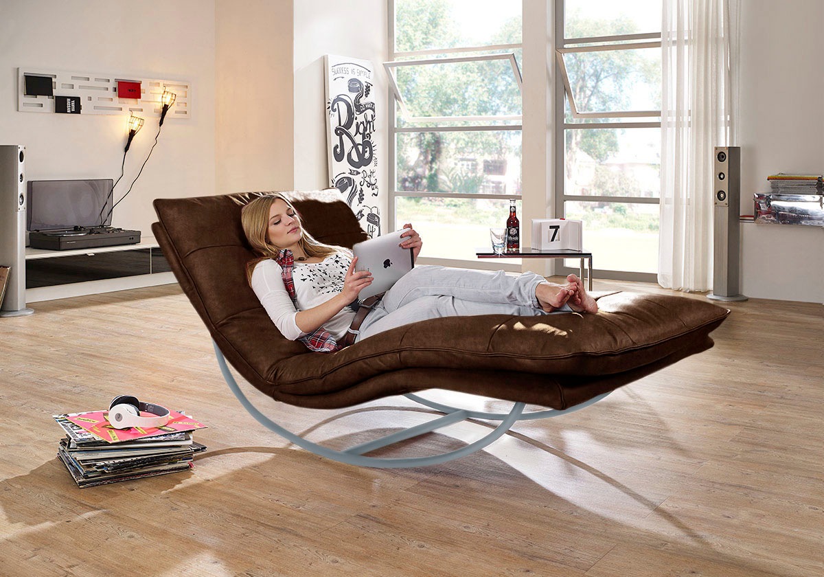 W.SCHILLIG Relaxliege »daily dreams«, in Waffelkissen-Optik, Schaukelgestell silber matt, in 2 Breiten