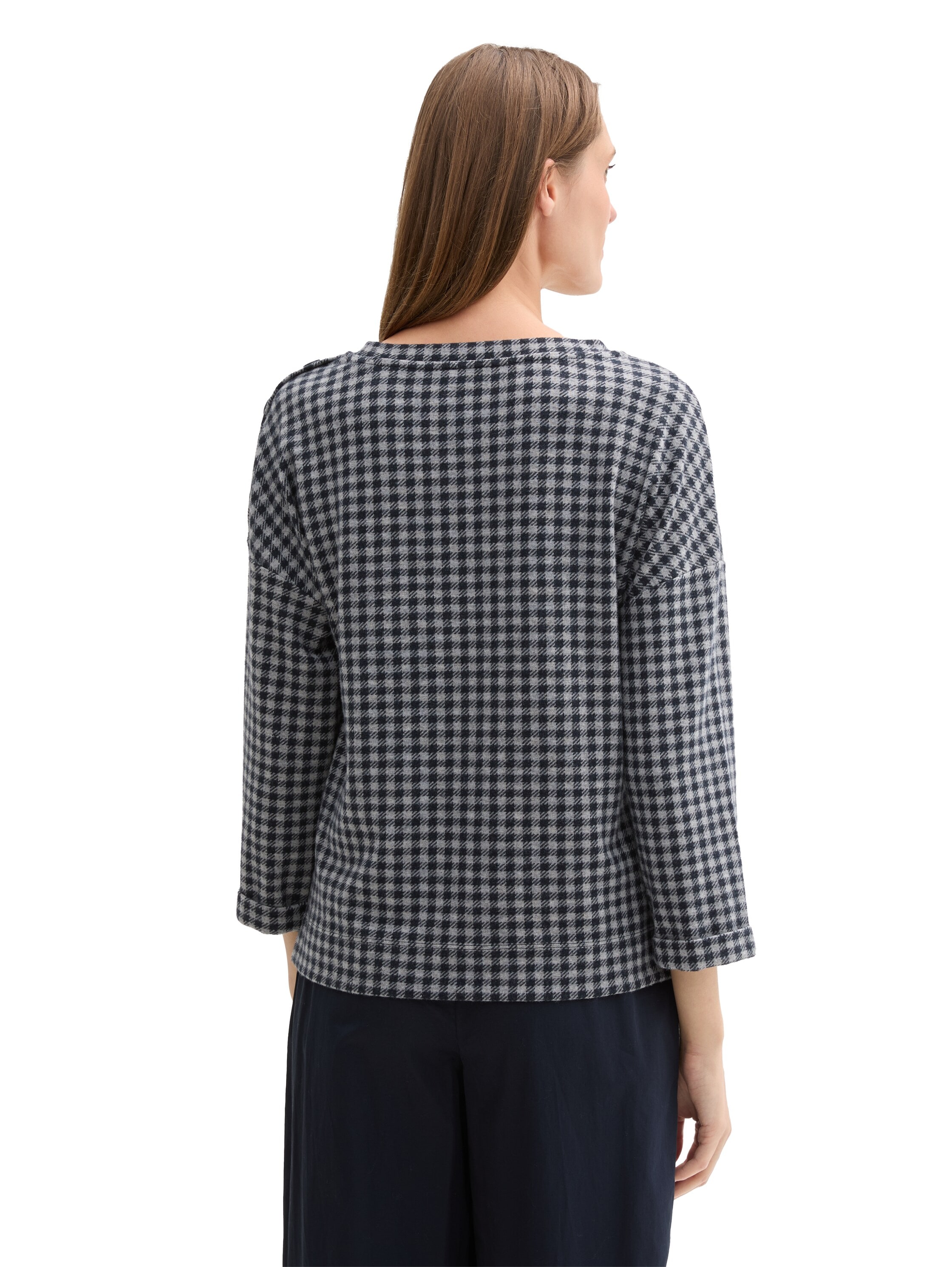 TOM TAILOR Sweatshirt, 7/8 Arm - mit Karomuster
