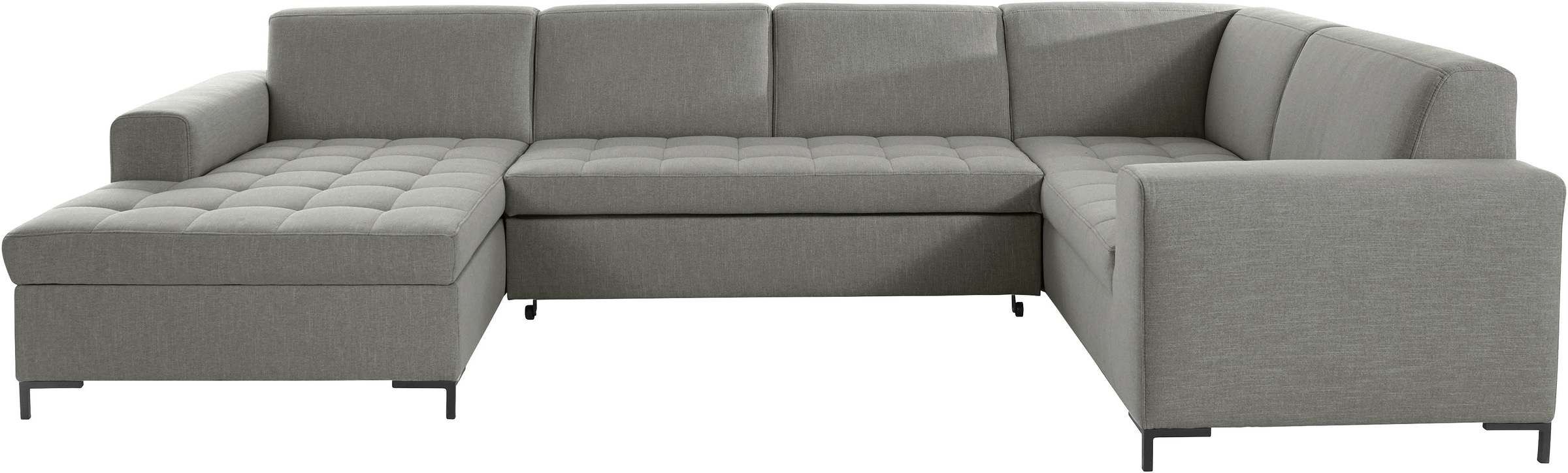 OTTO products Wohnlandschaft »Grazzo, aktuelle Steppung im Sitz, viel Platz, zeitlos, U-Form«, hochwertige Stoffe aus recyceltem Material, Steppung im Sitzbereich