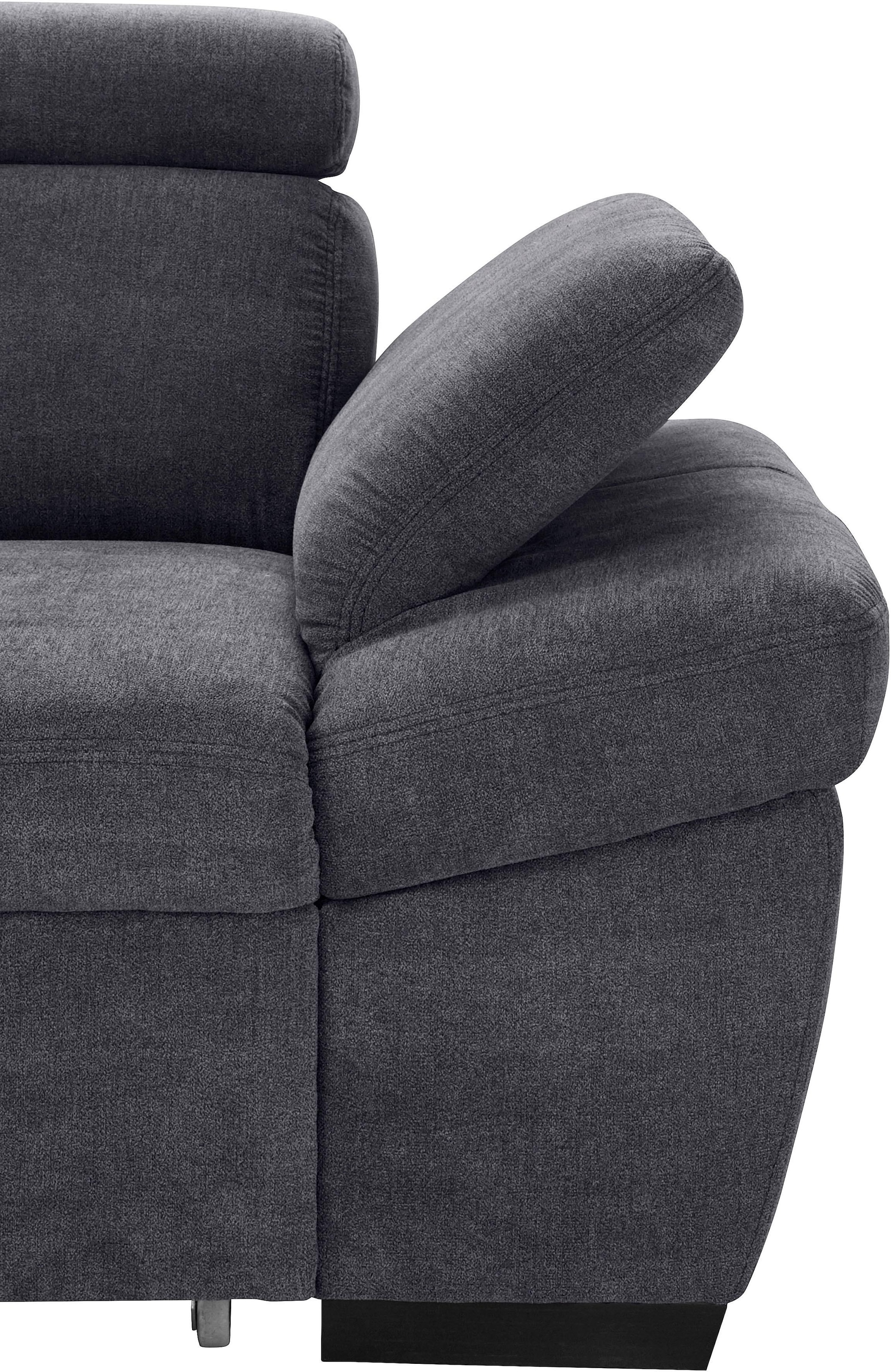 exxpo - sofa fashion Ecksofa »Salerno, klassisch modernes Funktionssofa, hoher Sitzkomfort, L-Form«, inkl. Kopf- und Armteilverstellung, wahlweise mit Bettfunktion