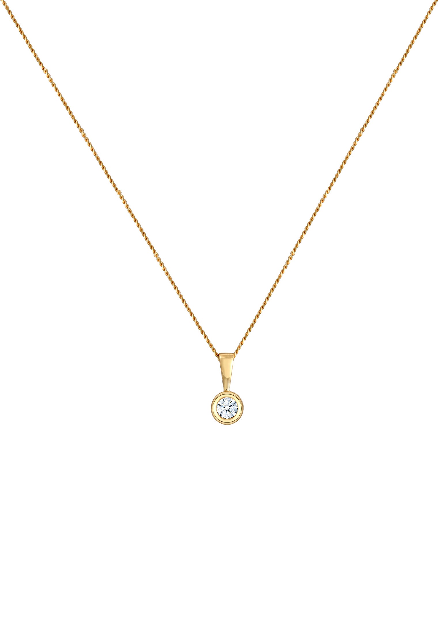 Elli DIAMONDS Collierkettchen »Solitär Diamant Weiß Brillantschliff (0.11 ct) 585 Gelbgold«
