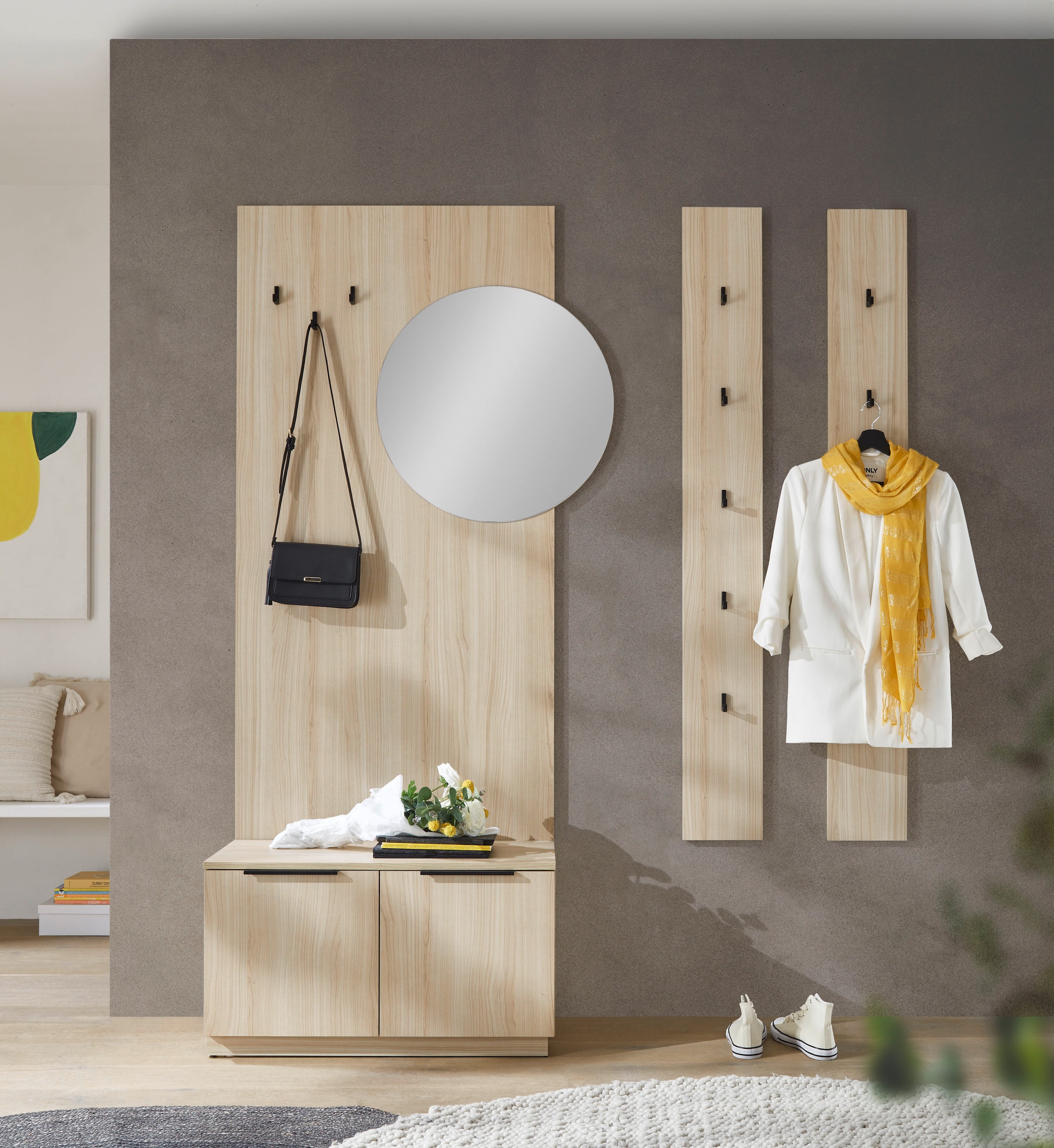 HBZ Kompaktgarderobe »Jimmy, Melaminbeschichtung, Griffleiste« 1 Stk. tlg. Breite 210cm, 4 Komponenten, Melaminbeschichtung