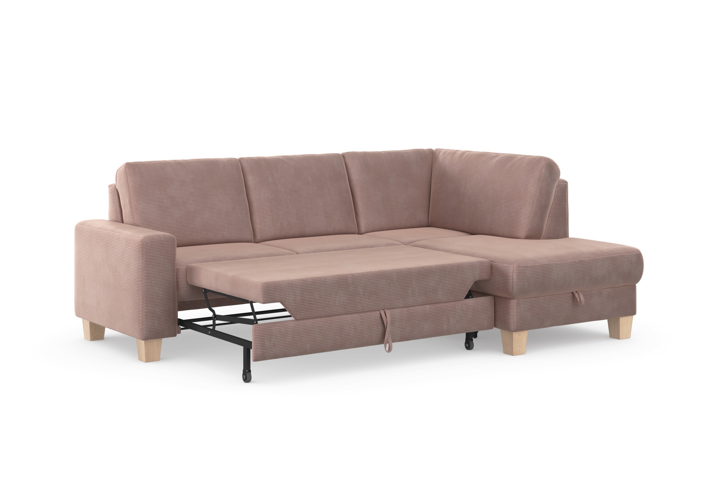 Home affaire Ecksofa »Summer L-Form«, mit Ottomane, wahlweise mit Bettfunktion und Bettkasten, Cord-Bezug