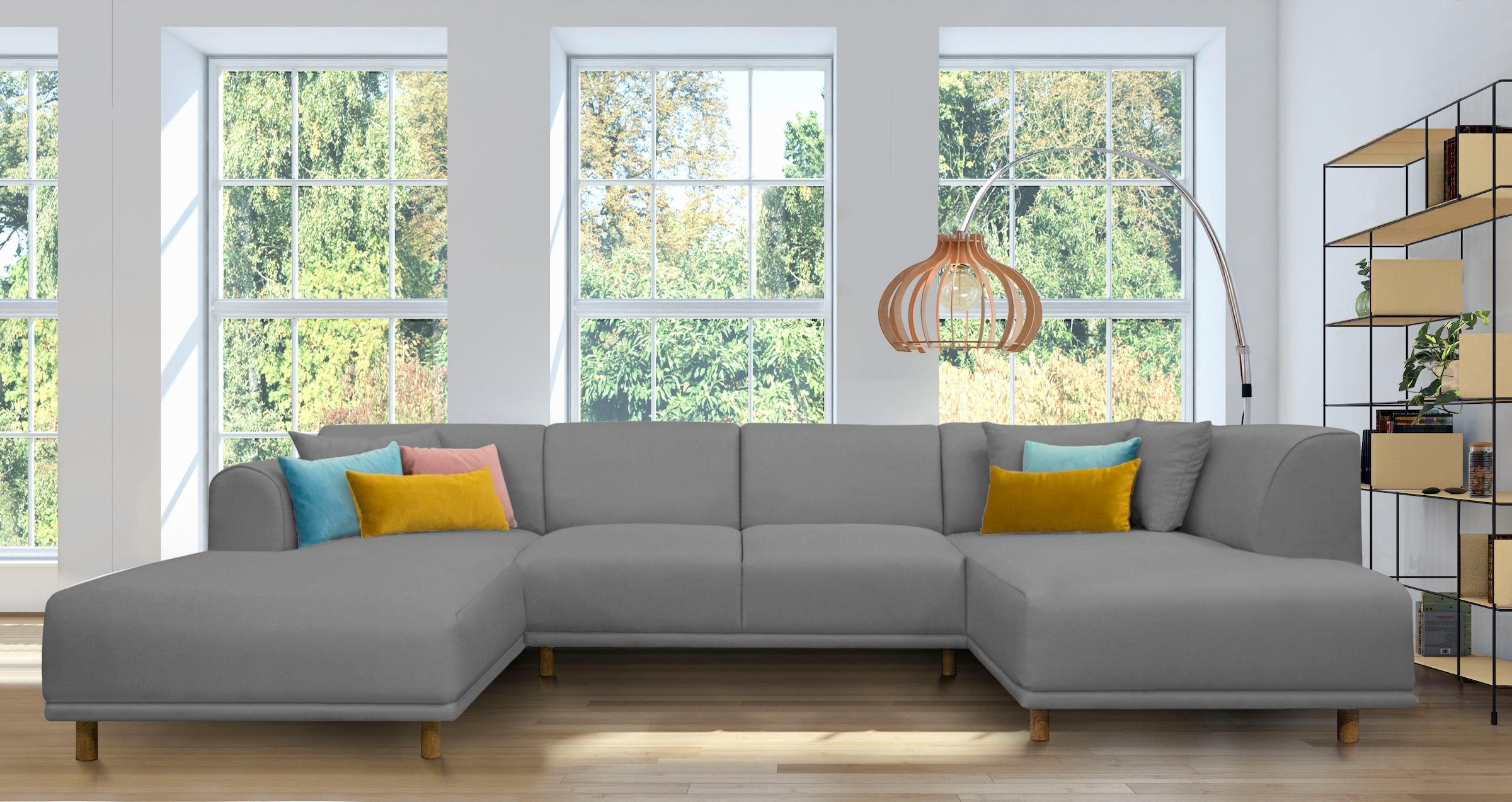 andas Wohnlandschaft »Maroon U-Form«, in skandinavischem Design, mit losen Kissen