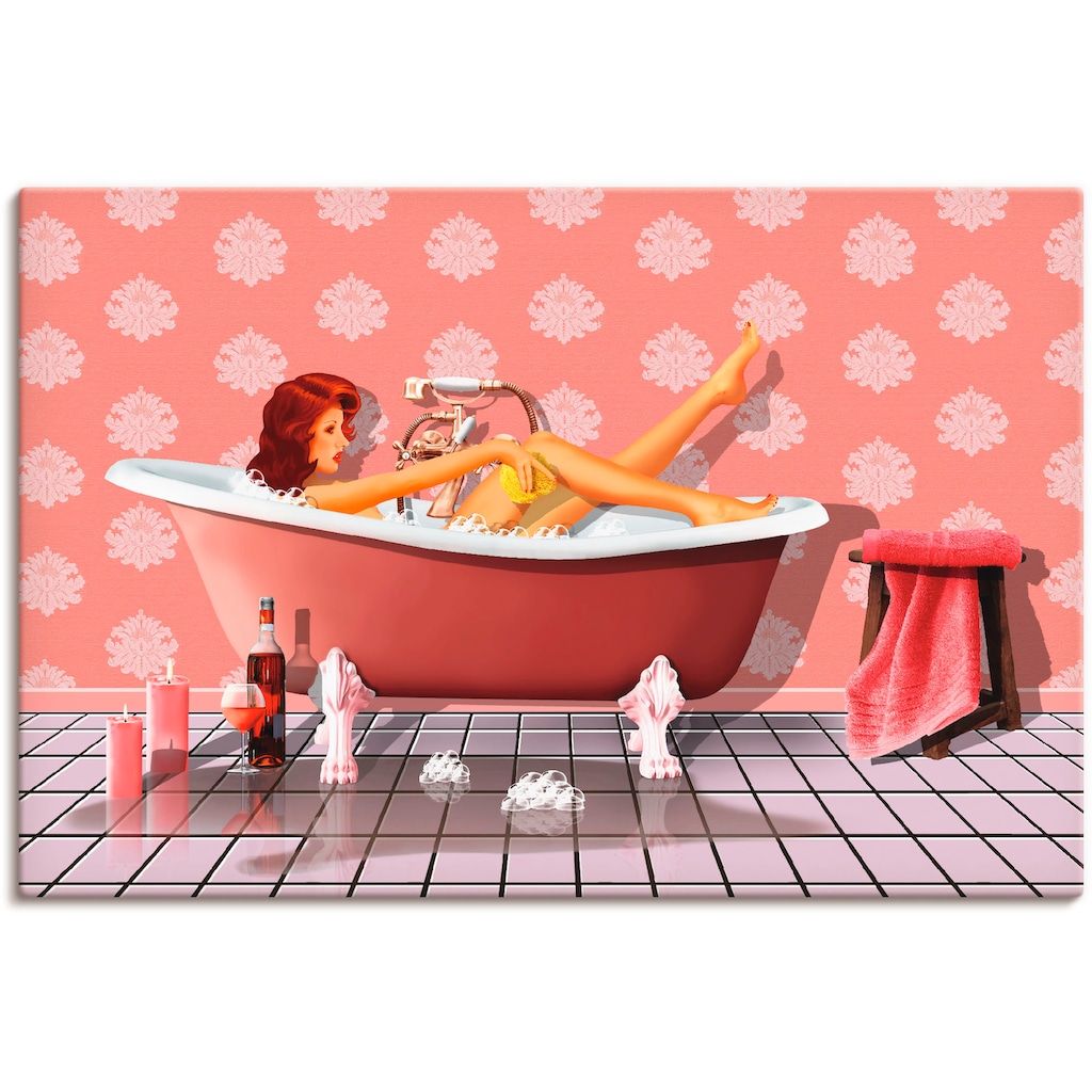 Artland Leinwandbild »Pin Up Girl beim Badevergnügen«, Frau, (1 St.)