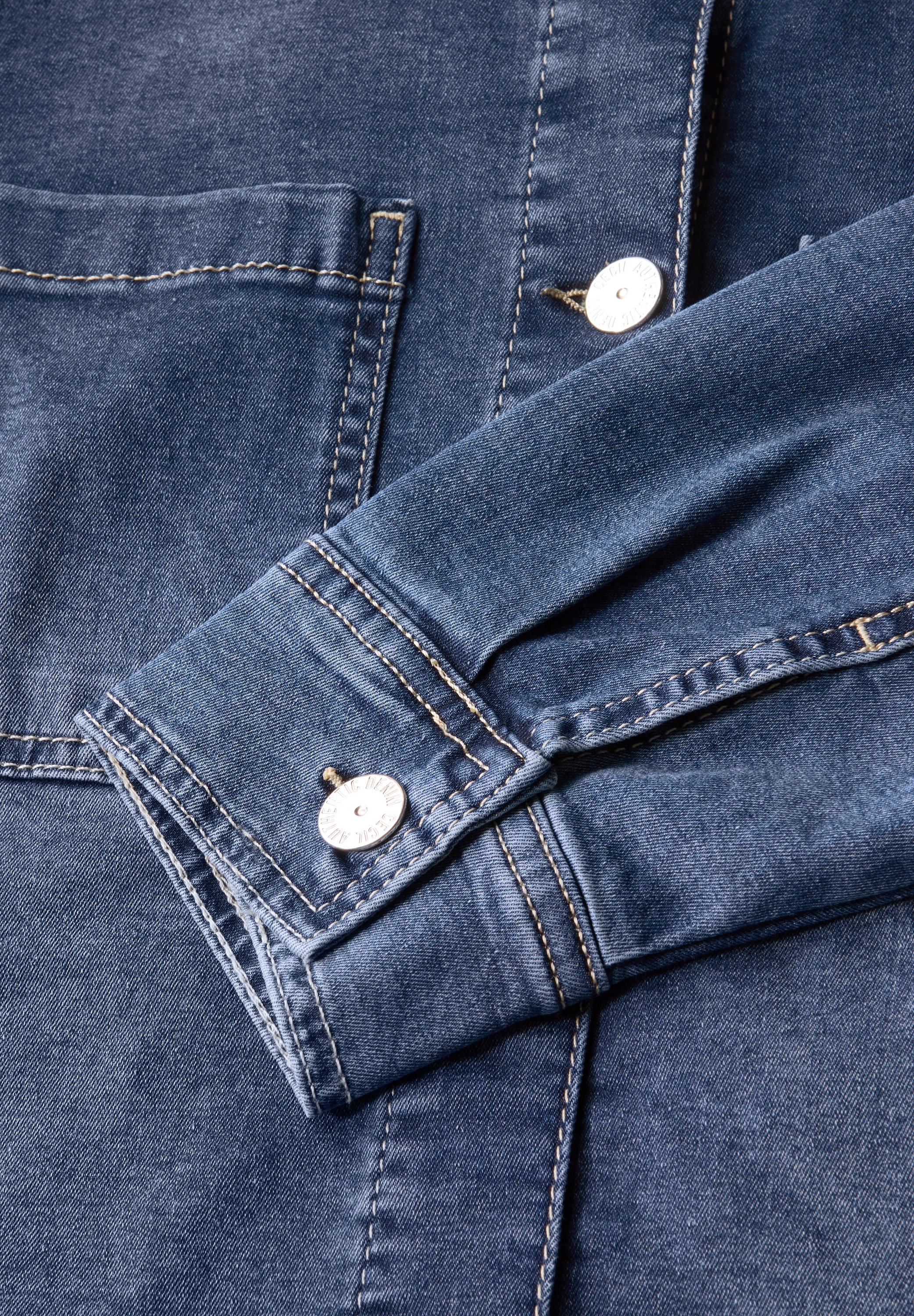 Cecil Jeansjacke, ohne Kapuze, Denim-Overshirt mit Knopfleiste und Brusttaschen