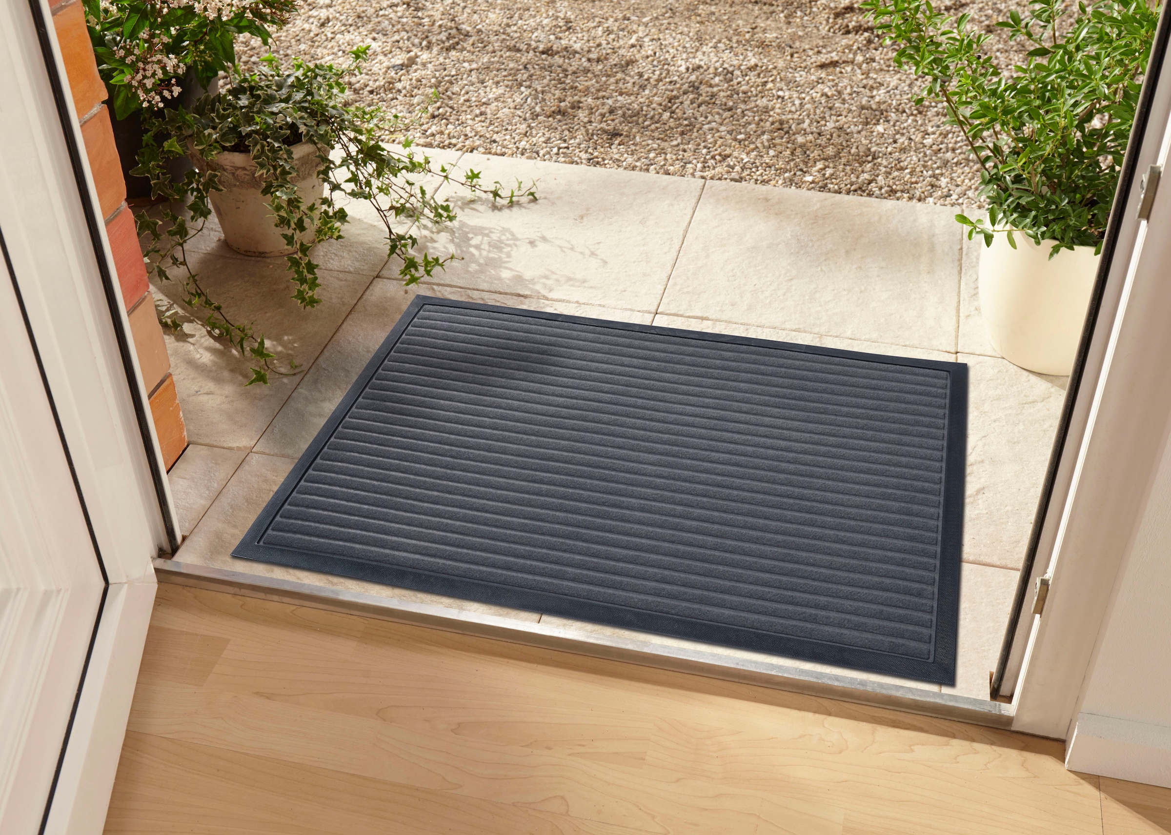 HANSE Home Fußmatte »High Low Striped Mat«, rechteckig, Schmutzfangmatte, rutschfest, waschbar, wetterfest, Innen, Außen, Flur