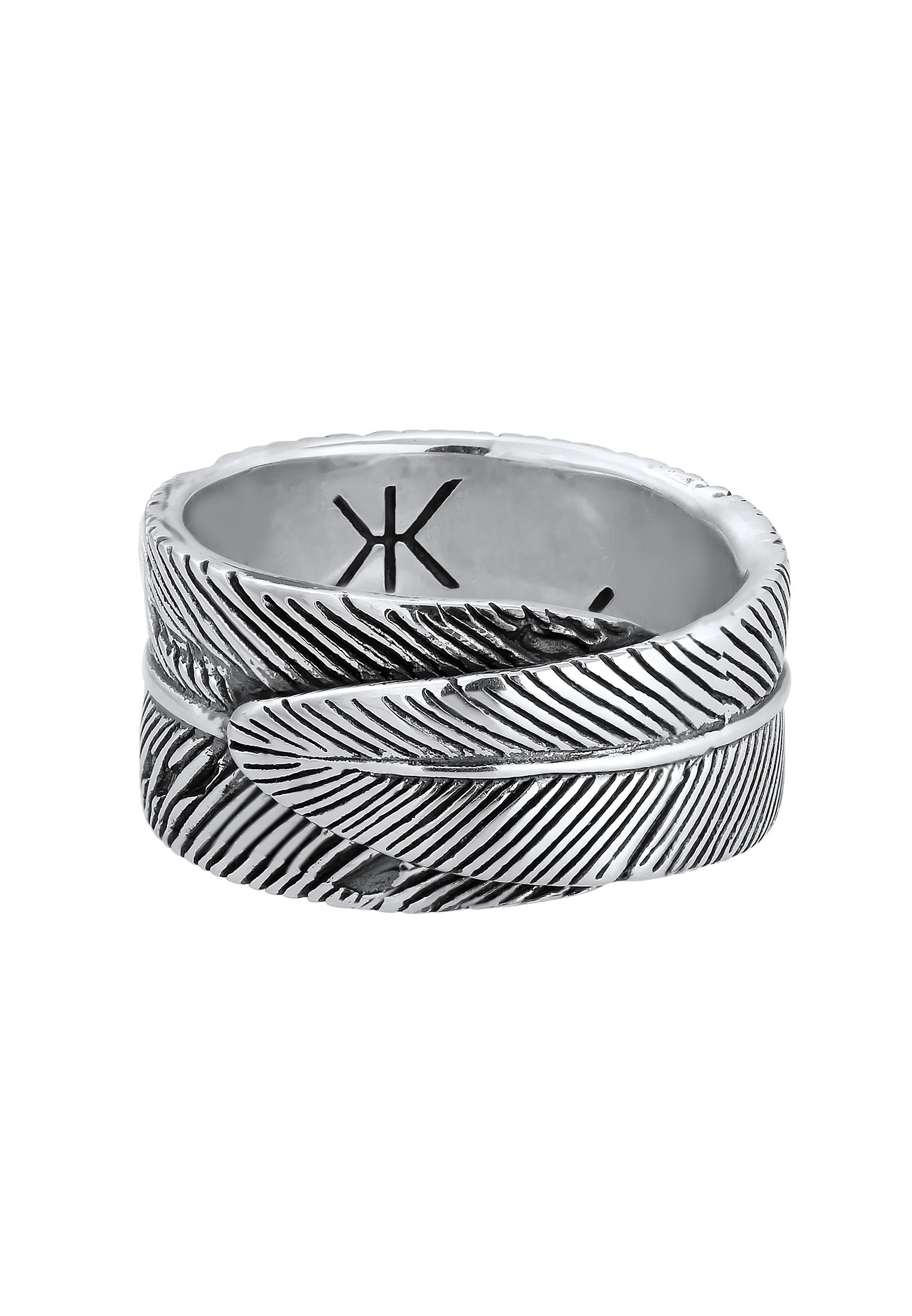 Kuzzoi Silberring »Herren Feder Vintage Trend Massiv 925 Silber«