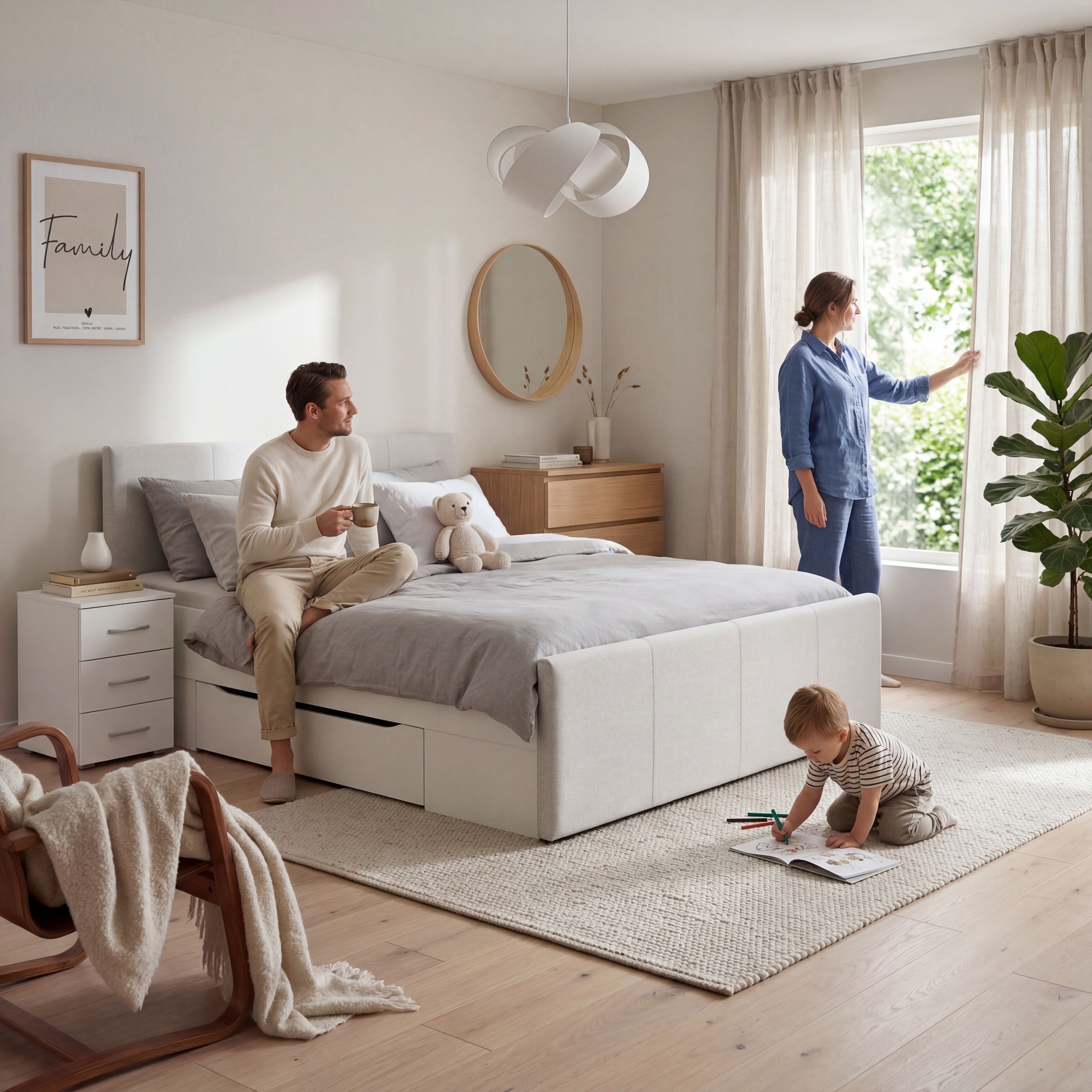 OTTO home Bett »Doppelbett Polsterbett Stauraumbett AGORDO« 180x200 cm, Kopf- und Fußteil aus Cordstoff oder Webstoff,  praktische Bettschubkästen für zusätzlichen Stauraum MADE IN GERMANY