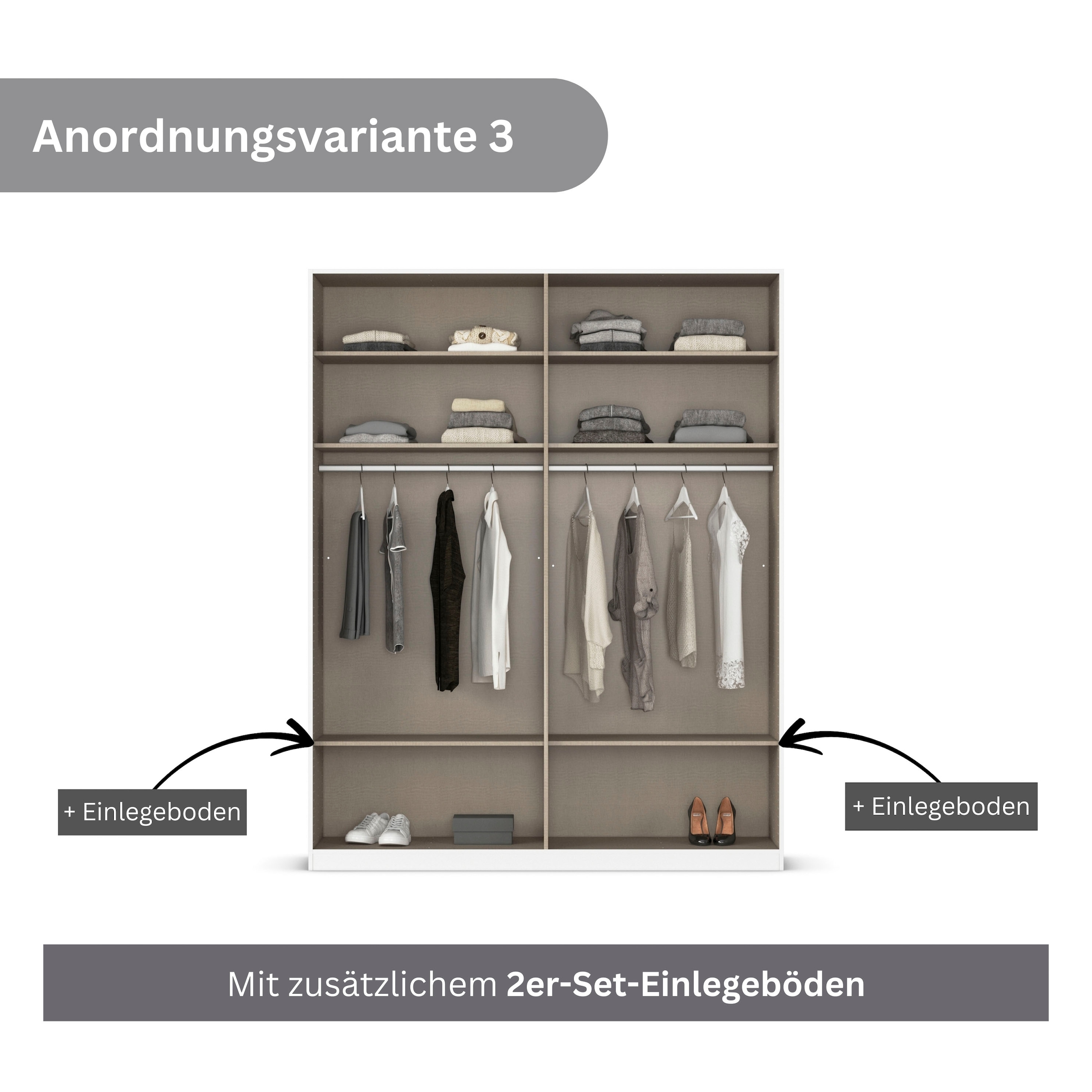 rauch Drehtürenschrank »Kleiderschrank Schrank Garderobe AGORDO TOPSELLER Schlafzimmer«, (in zwei Griff-Farben mit Dekor- oder Hochglanzfront), durchdachte Innenausstattung, in 6 Breiten und 2 Höhen MADE IN GERMANY