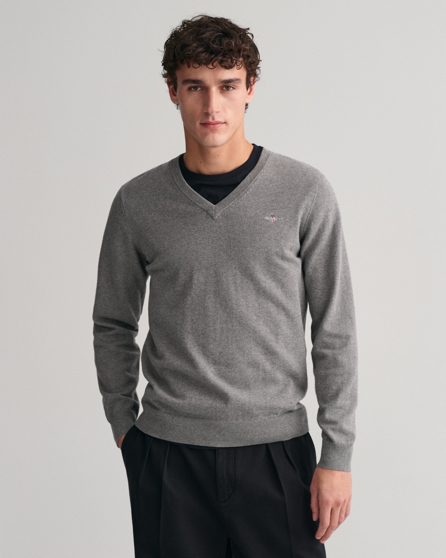 Gant V-Ausschnitt-Pullover »Classic Cotton V-Neck«, Premium Strickjersey aus weicher 100% Baumwolle, Übergangspullover