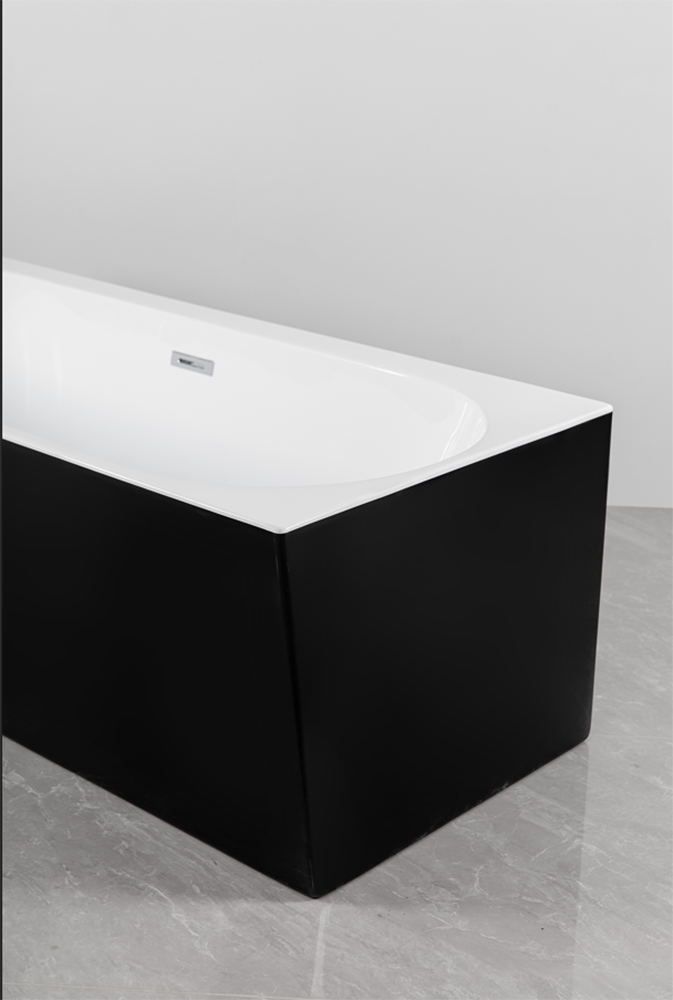Sanotechnik Badewanne »Jamaica« Höhe 58 cm mit Ablaufstöpsel | verstellbare Füße | Überlauf 170x75x58cm schwarz glänzend, Acryl Badewanne rechts