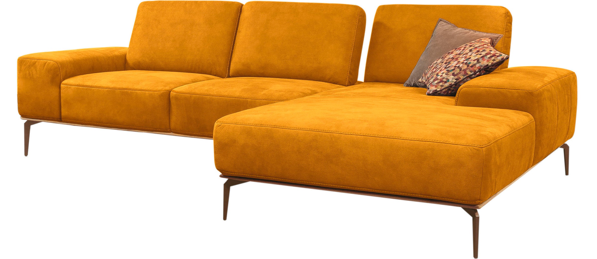 W.SCHILLIG Ecksofa »run, Designsofa mit tollem Sitzkomfort, L-Form«, mit Holzsockel, Füße in Bronze pulverbeschichtet, Breite 299 cm