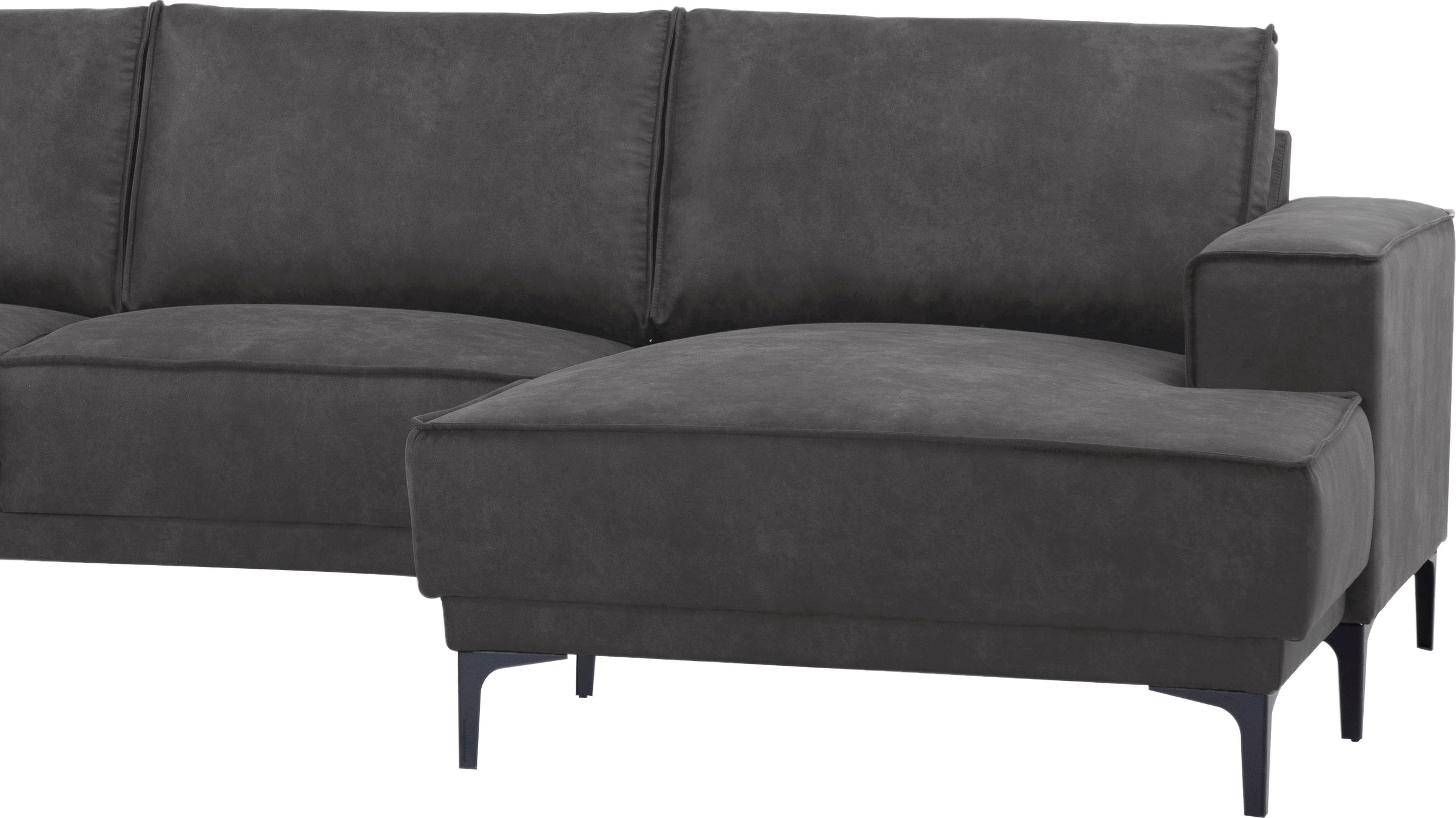Places of Style Wohnlandschaft »XXL Sofa Oland, Struktur, Flachgewebe, Luxus-Microfaser, Boucle«, U-Form, 345 cm, Wellenunterfederung, Skandi-Design, Metallfüße