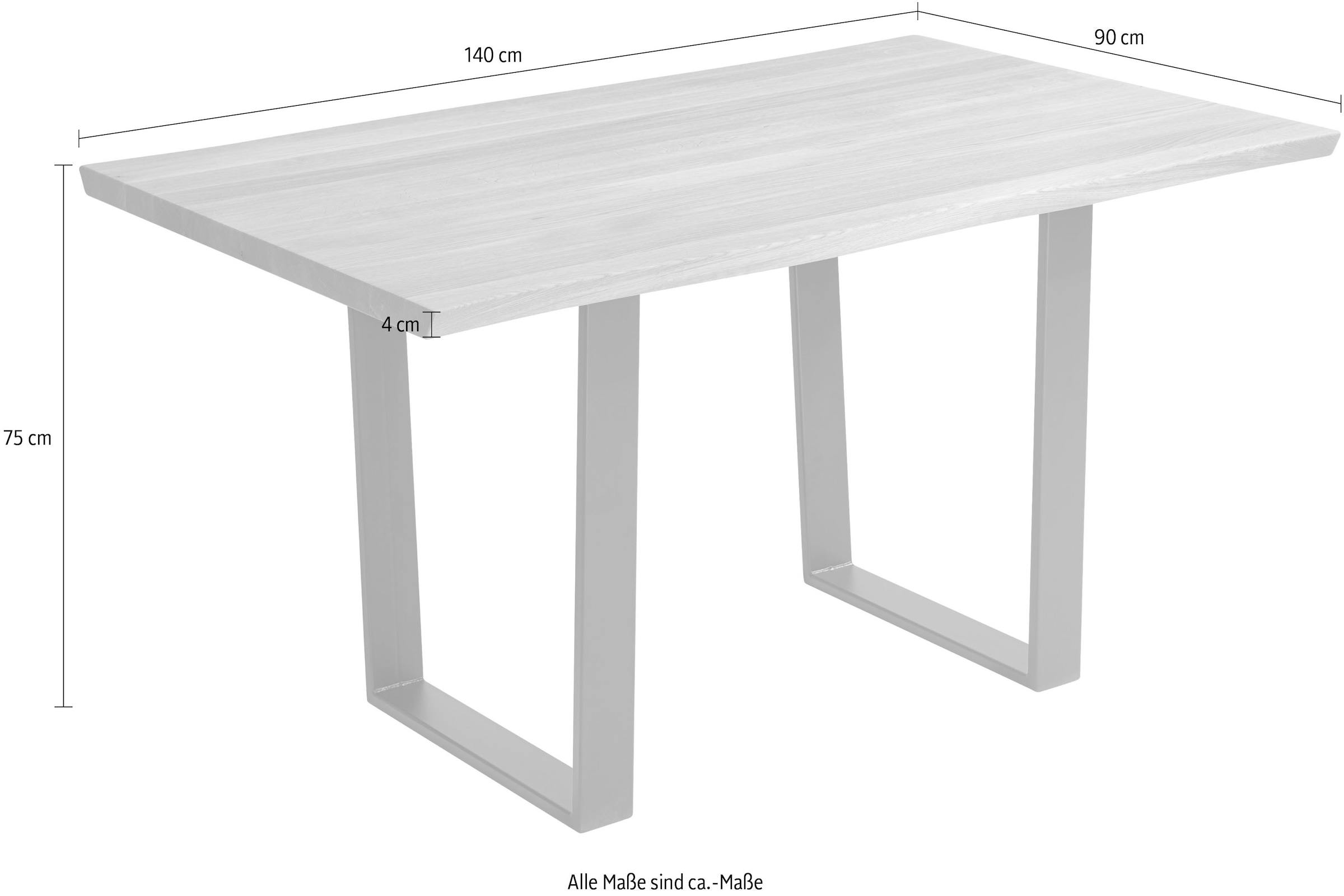 SCHÖSSWENDER Baumkantentisch »Oviedo 4«, FSC®-zertifiziertes Massivholztischplatte mit Baumkante