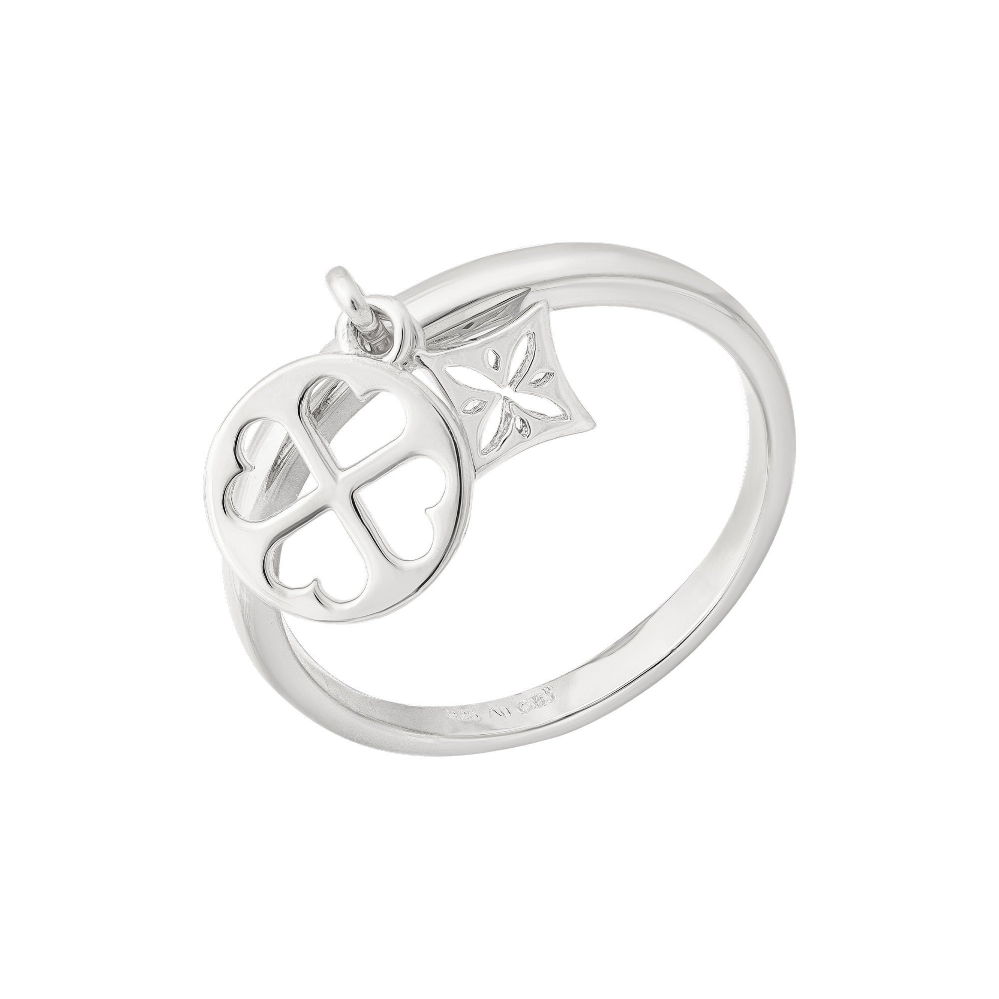 CAÏ Fingerring »925 Silber rhodiniert Anhänger Cut-outs«