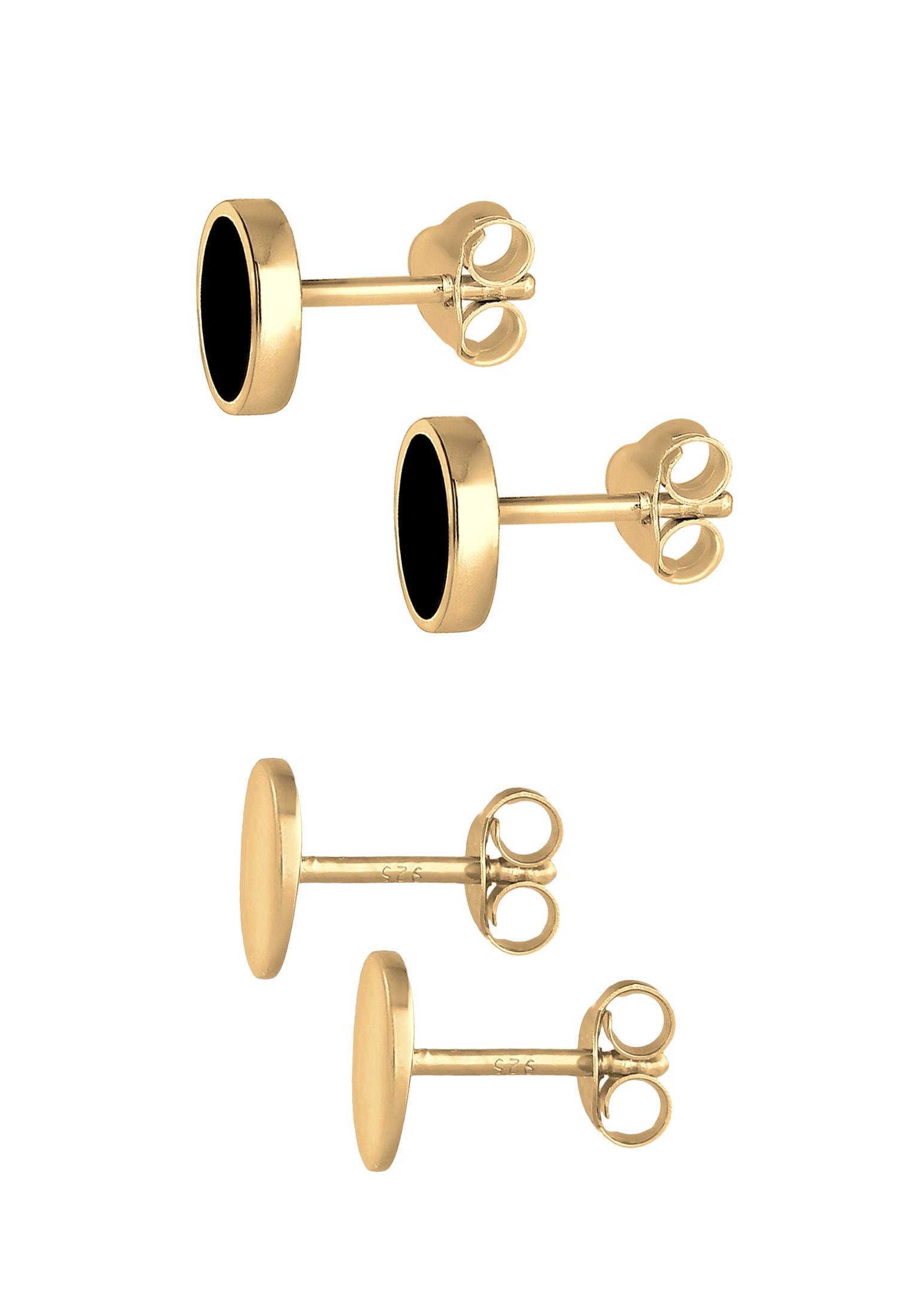 Kuzzoi Paar Ohrstecker »Herren Set Kreis Geo Emaille 925 Silber«