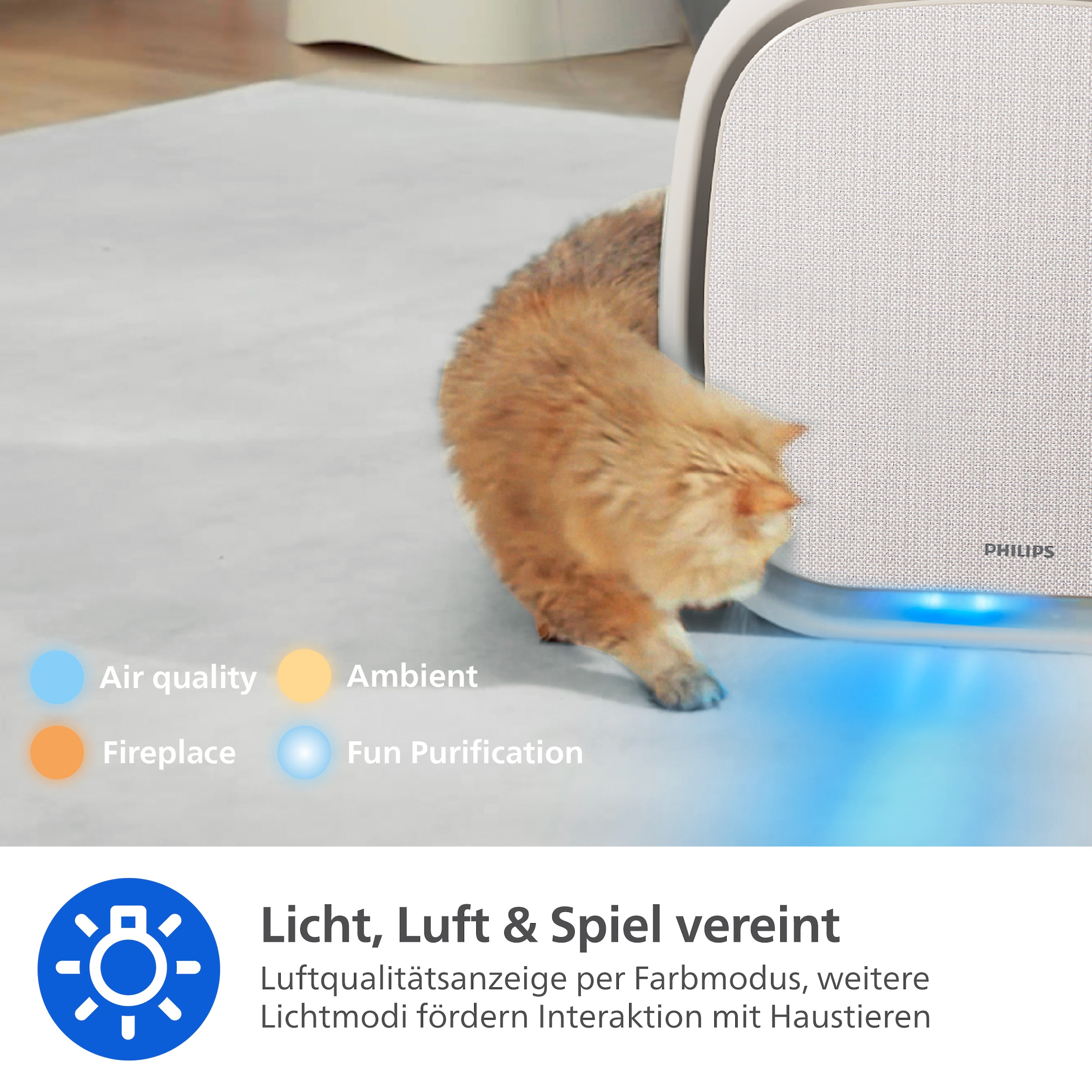 Philips Luftreiniger »AC3360/11 PureProctect Pet 3000 Series, Luftreinigungsrate 400 m³/h« für 104 qm Räume 4-Schichten-HEPA-Filtersystem, mit App Verbindung, tierfreundlich