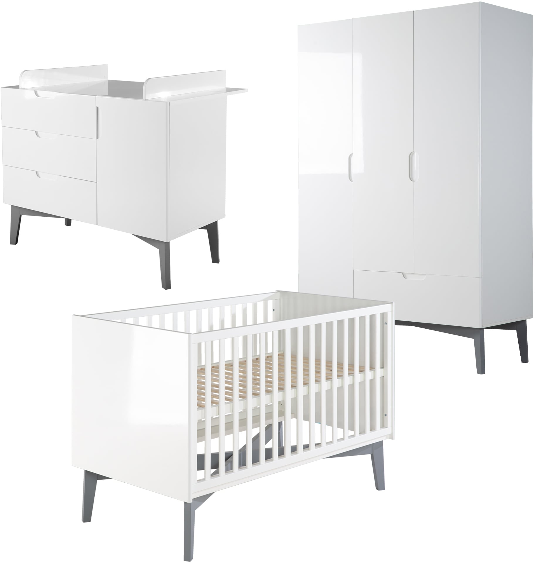 roba® Babyzimmer-Komplettset »Retro 2«, (Set, 3 tlg., Kinderbett, Schrank, günstig online kaufen