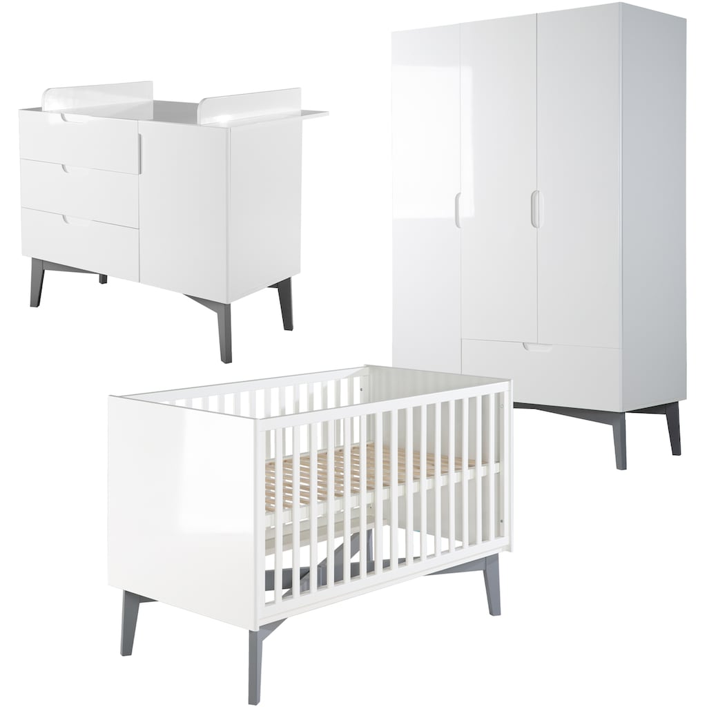roba® Babyzimmer-Komplettset »Retro 2«, (Set, 3 St.), Made in Europe; mit Kinderbett, Schrank und Wickelkommode