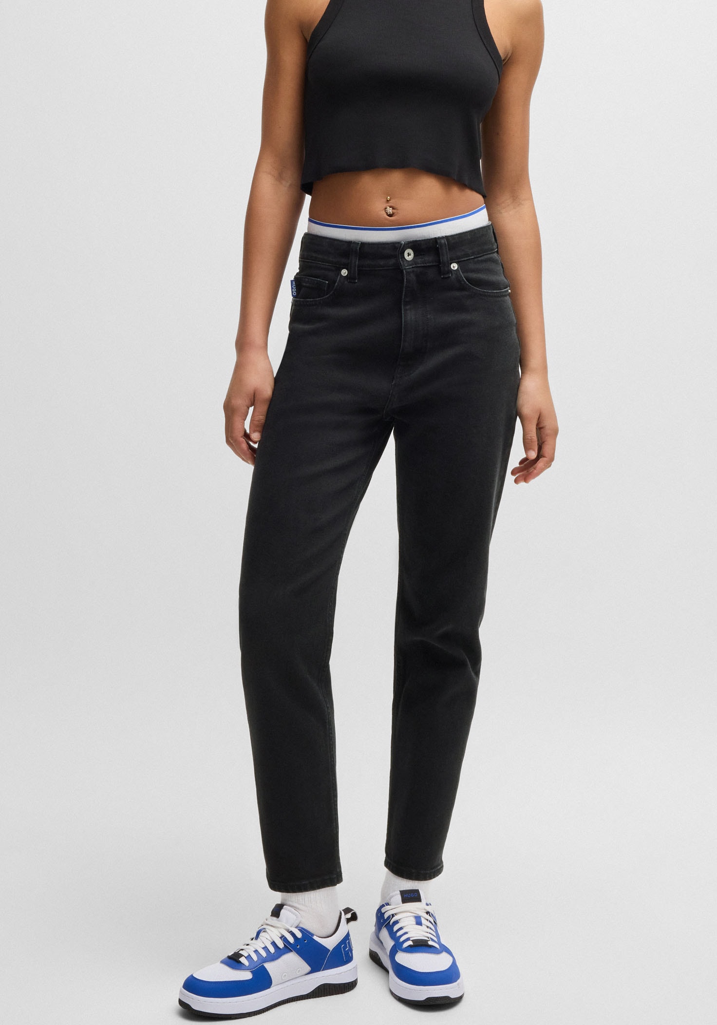 HUGO BLUE Mom-Jeans »Noe« Straight Fit Jeans mit hoher Leibhöhe Black 001 30 - Länge 34 Länge 34 30 Mom-Jeans von HUGO Blue Womenswear