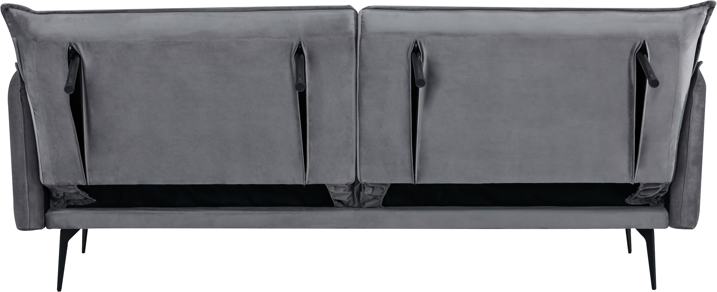 INOSIGN Schlafsofa »TULARE, 204 cm, klappbarer 3-Sitzer mit verstellbarer Rückenlehne,«, Schlaffunktion, Velvet-Samtvelours u. Webstoff