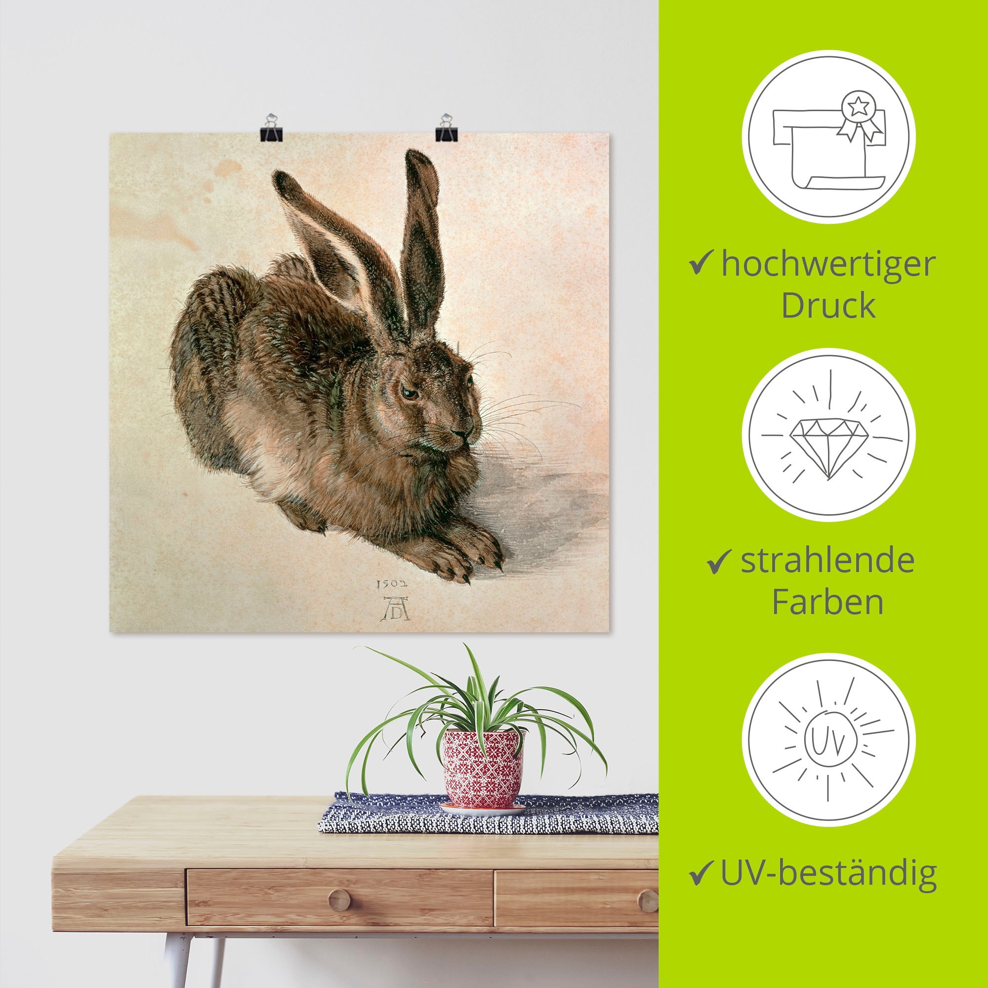 Artland Wandbild »Junger Feldhase. 1502« Wildtiere 1 Stk. tlg. als Leinwandbild, Poster in verschied. Größen