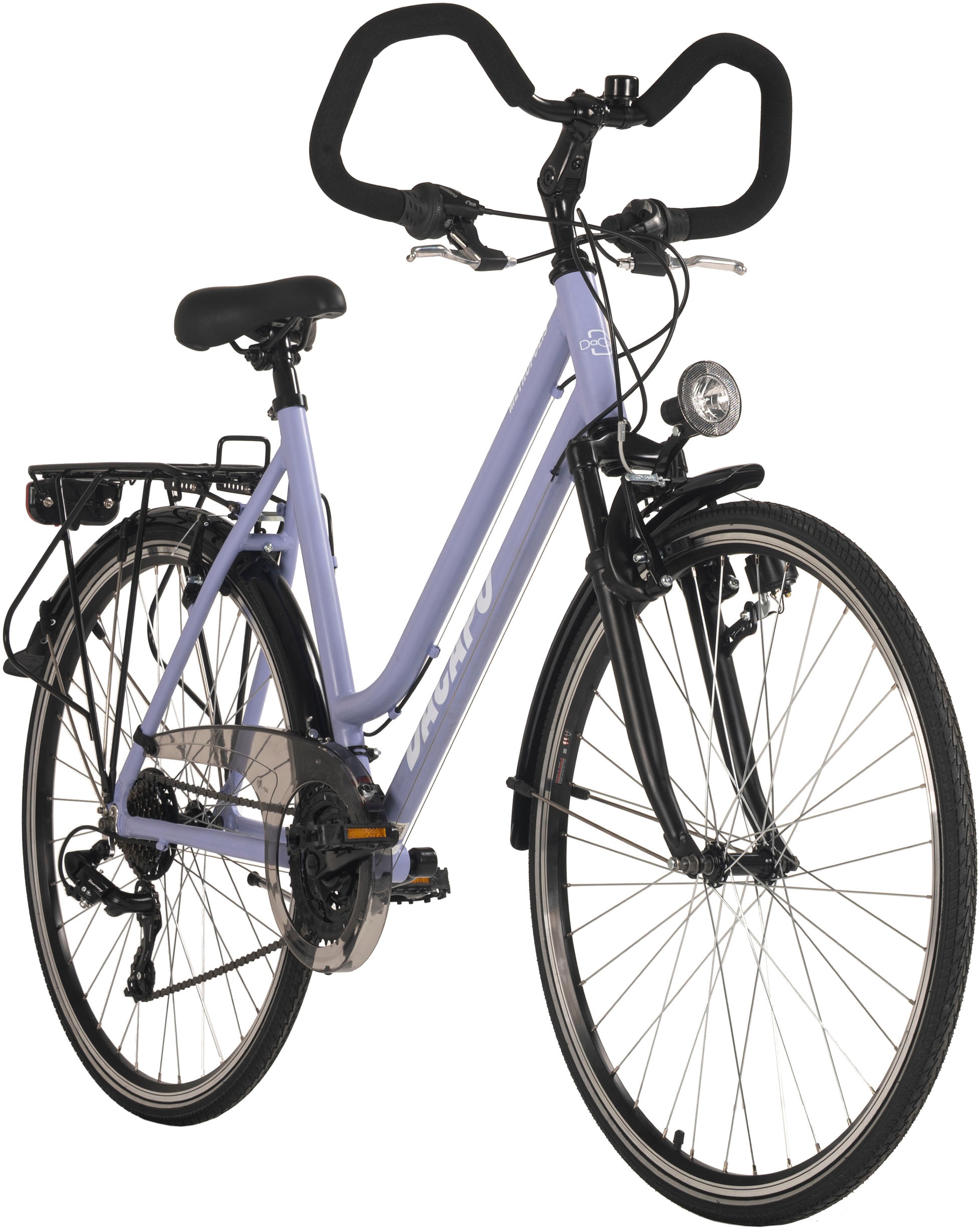 Dacapo Trekkingrad »Metropolis Trekkingrad Damen Alu-Rahmen 28''taubenblau RH 53 cm«, 21 Gang, Shimano, Tourney Schaltwerk, Kettenschaltung, Multipositionslenker