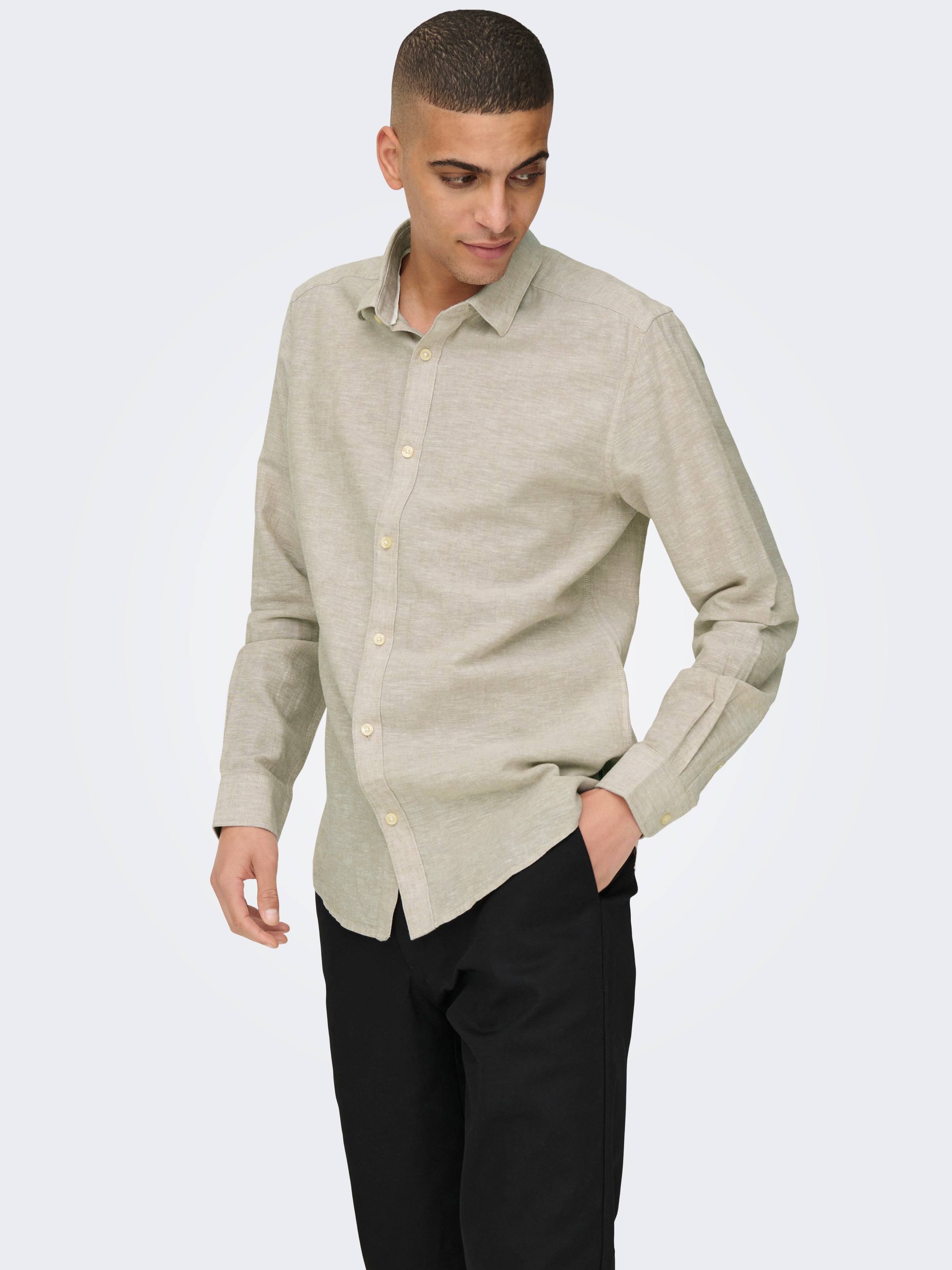 ONLY & SONS Langarmhemd »ONSCAIDEN LS SOLID LINEN SHIRT NOOS«
