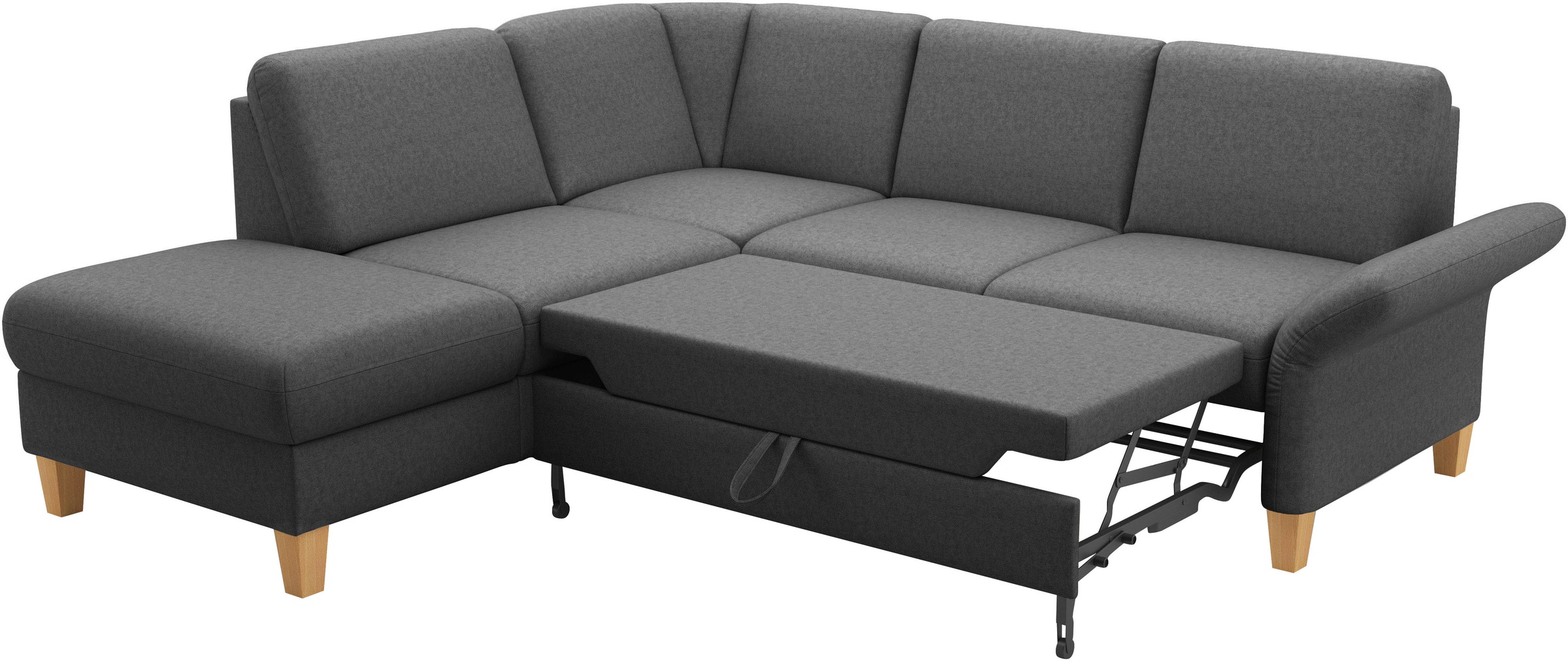 Home affaire Ecksofa »Rochelle«, wahlweise mit Armlverstellung, Klappbett mit Rollen & Bettkasten