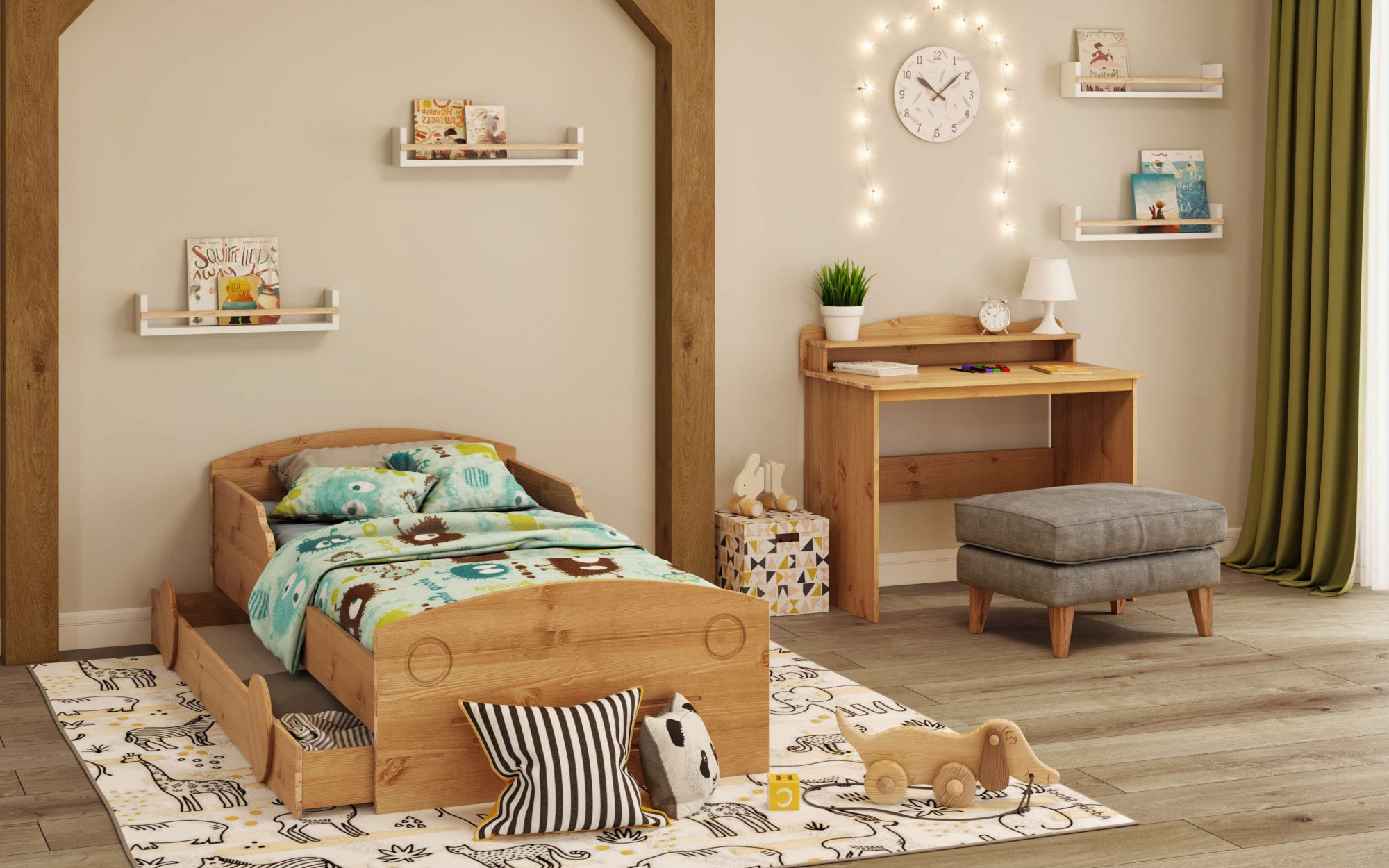 OTTO home Schreibtisch »Lesve« aus massiver Kiefer, mit Schreibtischaufsatz günstig online kaufen