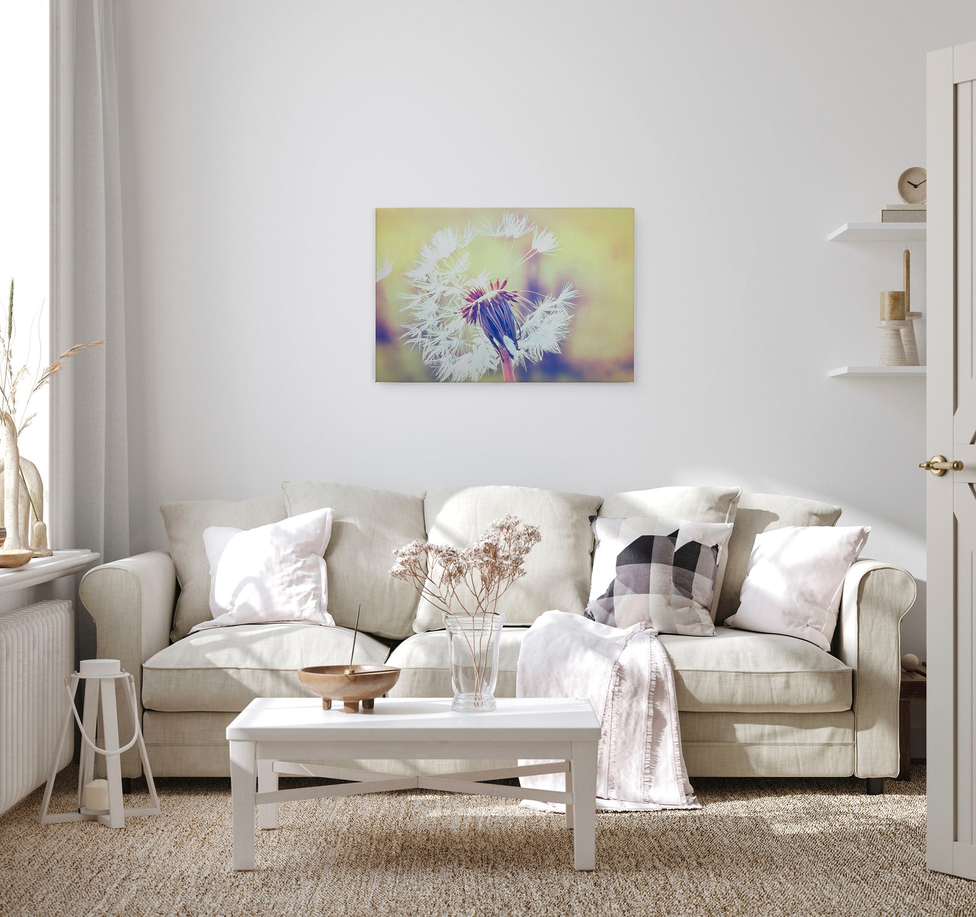 A.S. Création Leinwandbild »Dandelion«, Kunst-Gemälde-Kinder, (1 St.), Pusteblume Keilrahmen Leinwand-Bild Wohnzimmer modern Wandbild Kinder
