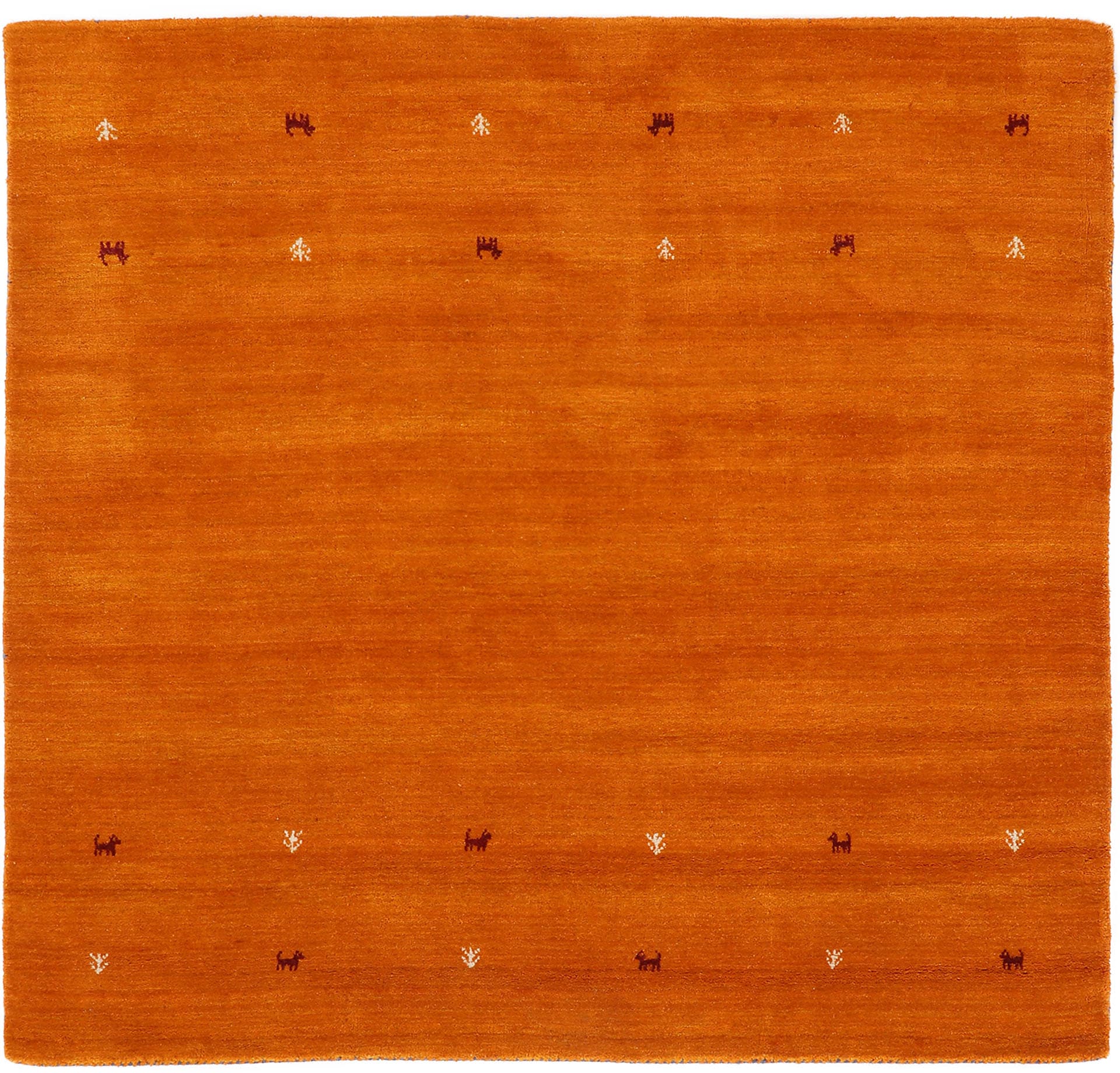 carpetfine Wollteppich »Gabbeh-Uni«, quadratisch, 15 mm Höhe, reine Wolle, handgewebt, Gabbeh Loom Tiermotiv, Sonderform Quadrat