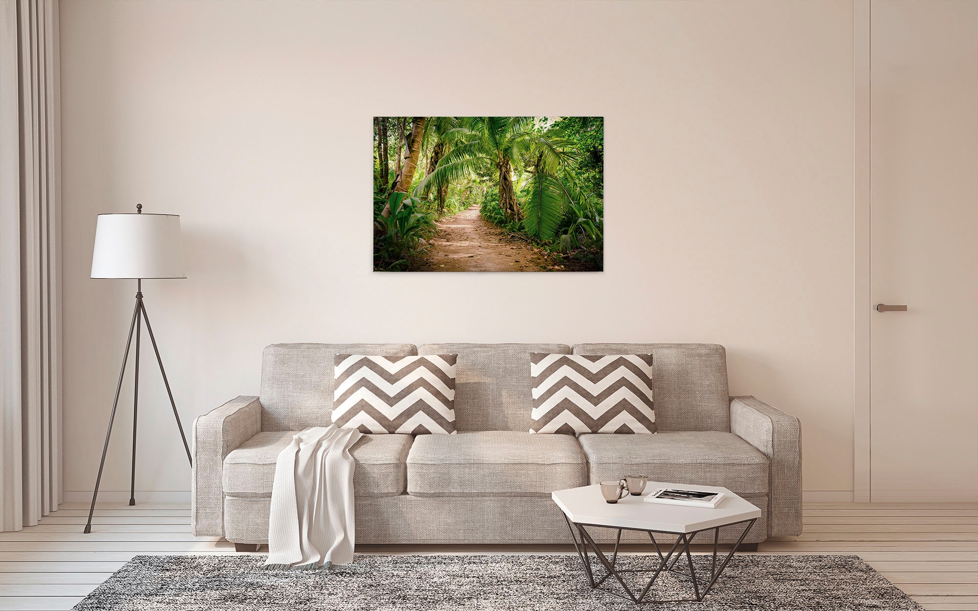 A.S. Création Leinwandbild »Palm Walk«, Kunst-Gemälde-Kinder, (1 St.), Palmen Wald Keilrahmen Natur Leinwand-Bild Wohnzimmer modern Wandbild