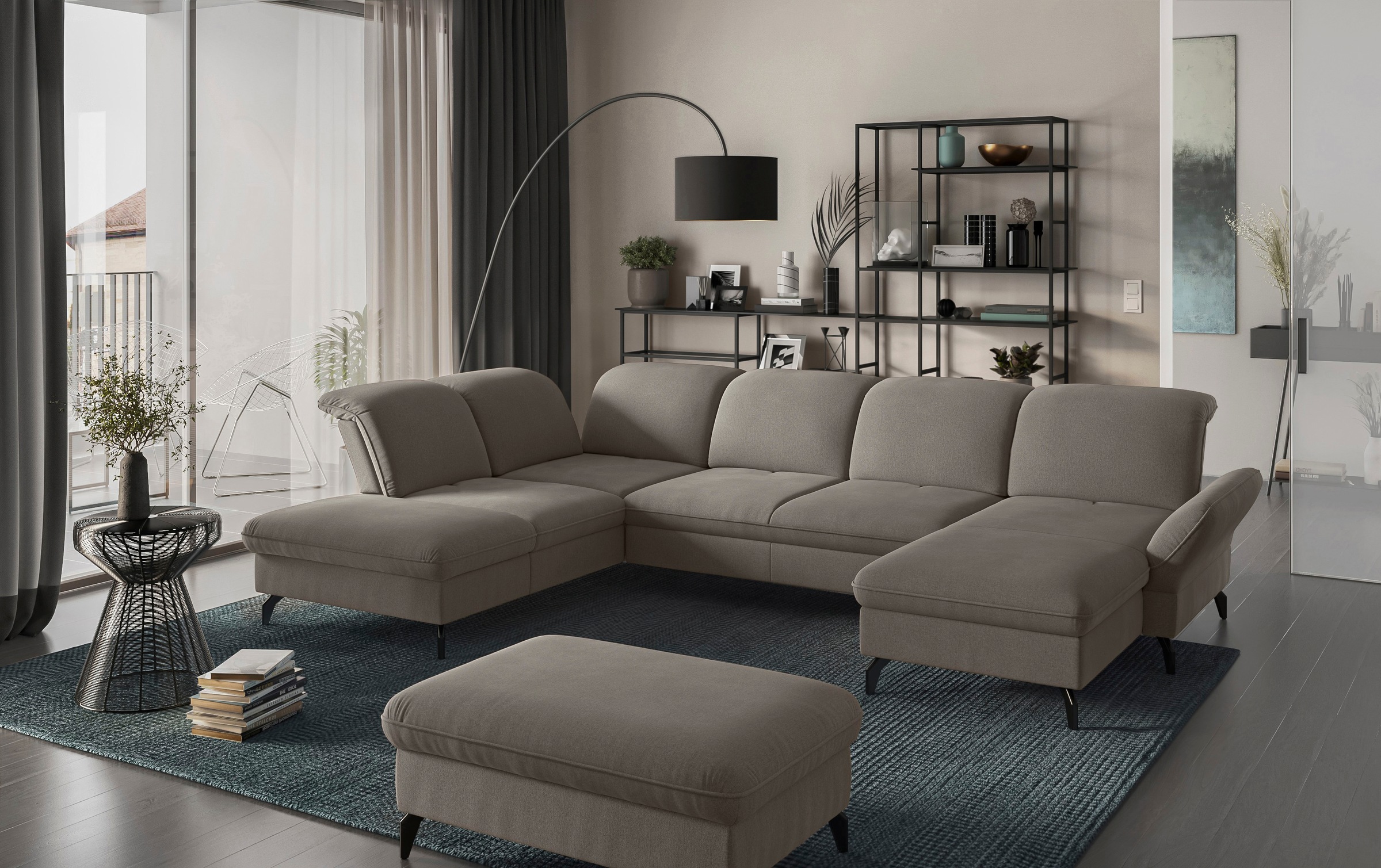 sit&more Wohnlandschaft »Leandro U-Form« Wahlweise mit Bett-, Kopfteil - un günstig online kaufen